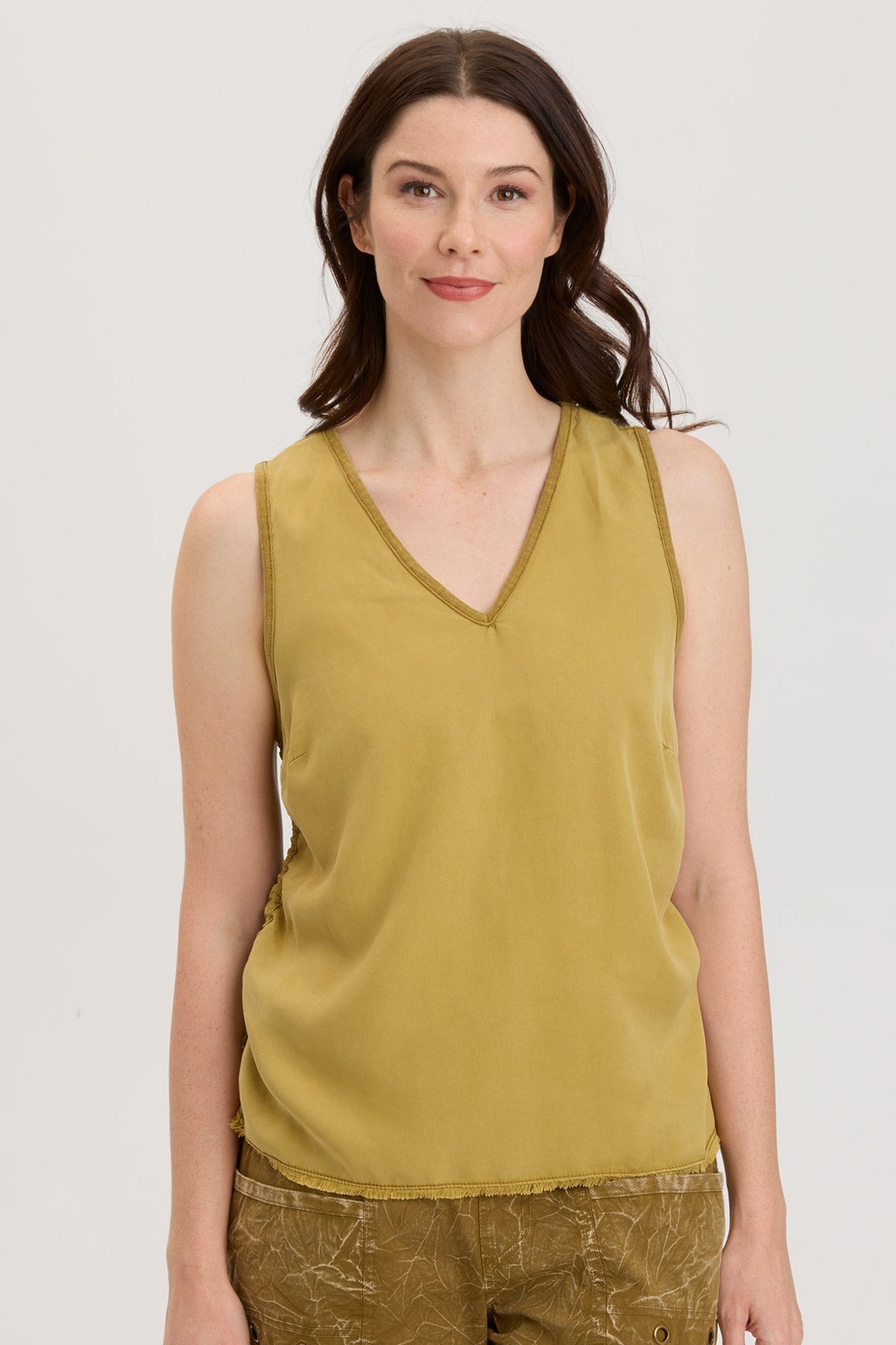 Ileana Tank Top - Herbsaint Pigment Dye Women's Casual Blouse for Summer Outfits & Beach Wear