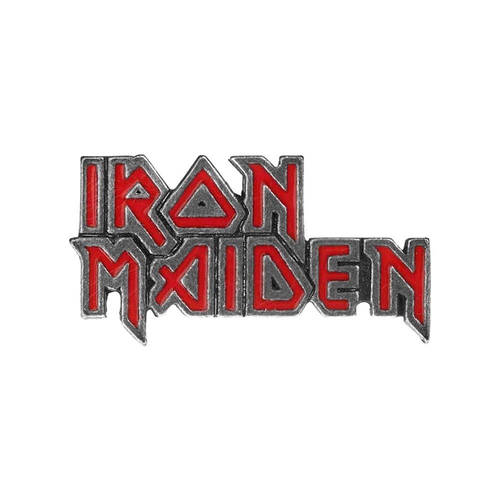 Iron Maiden Logo Pin Badge - Red Enamel Rock Band Lapel Pin for Jackets, Hats & Bags - Official Merchandise for Music Fans & Collectors