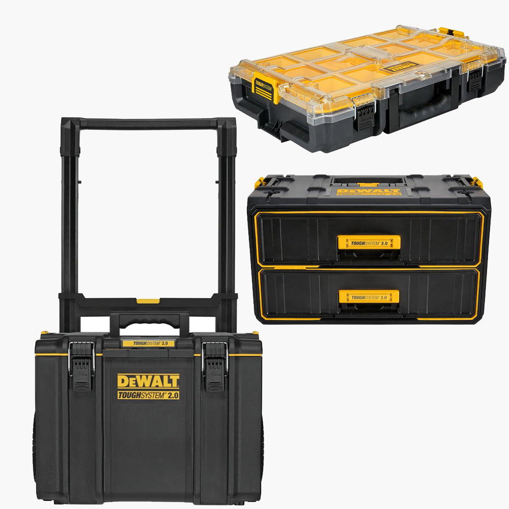 DeWALT DWST08450 KIT3 TOUGHSYSTEM 2.0 Rolling Toolbox with 2 Drawers & Organizer - Heavy Duty Portable Tool Storage for Construction, Auto Repair & Job Sites