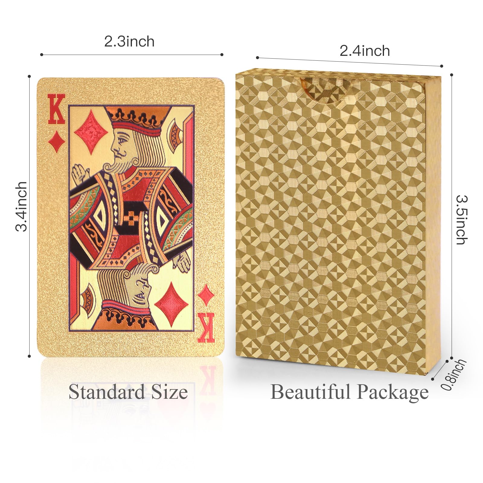 Waterproof Plastic Playing Cards Deck - Durable Gold Poker Cards for Outdoor, Travel & Casino Games - Perfect Gift for Card Players & Collectors