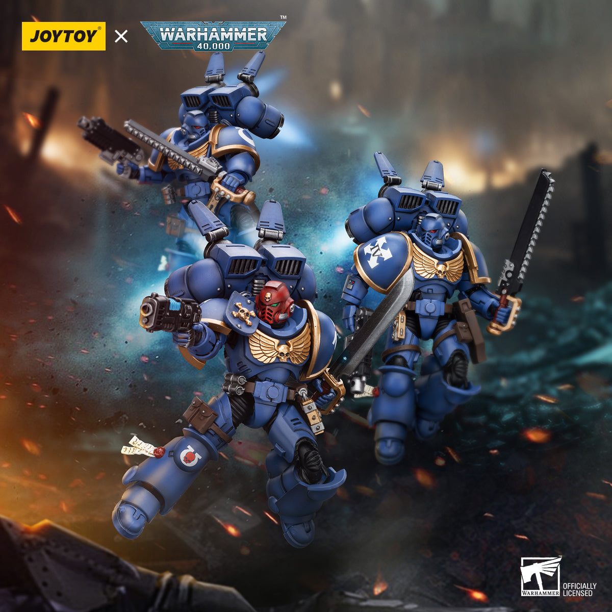 1/18 JOYTOY Warhammer 40K Ultramarines Jump Pack Intercessors Action Figure - Highly Detailed Collectible Miniature for Tabletop Gaming & Display