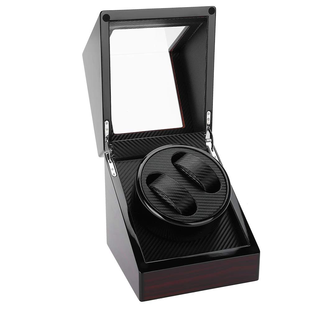 Premium Automatic Watch Winder Box - Dual Silent Motor Mechanical Watch Storage Case with Wood Shell, PU Leather & Glass Lid - Perfect for Rolex, Omega & Luxury Watch Collection Display & Maintenance (Home/Office Use)