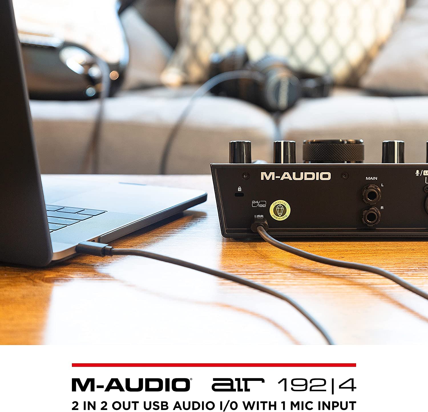 M-Audio AIR 192|4 USB Audio Interface & HDH40 Studio Headphones Bundle - Professional Recording Equipment for Instruments, Vocals, Podcasting, Streaming & Home Studio Use - Perfect for Musicians, Podcasters & Content Creators