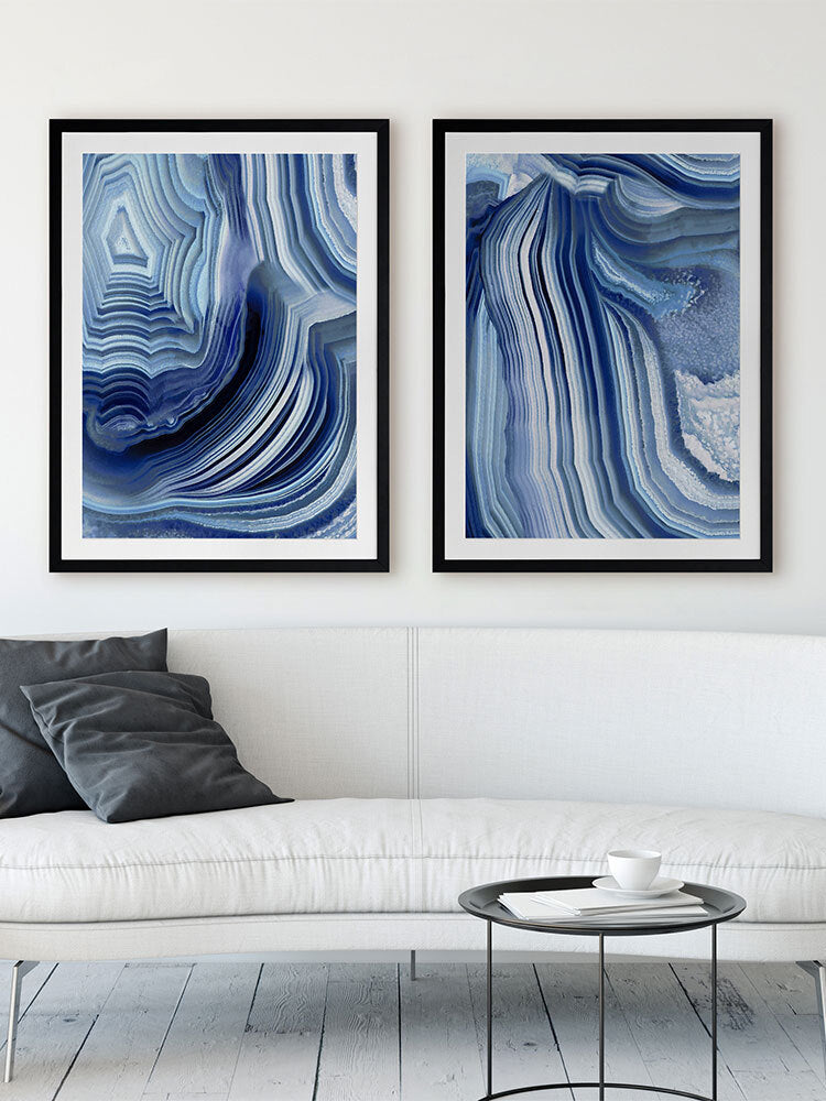 Agate Indigo II Framed Art Print - Blue Crystal Geode Wall Decor - Perfect for Living Room, Bedroom & Office Decor