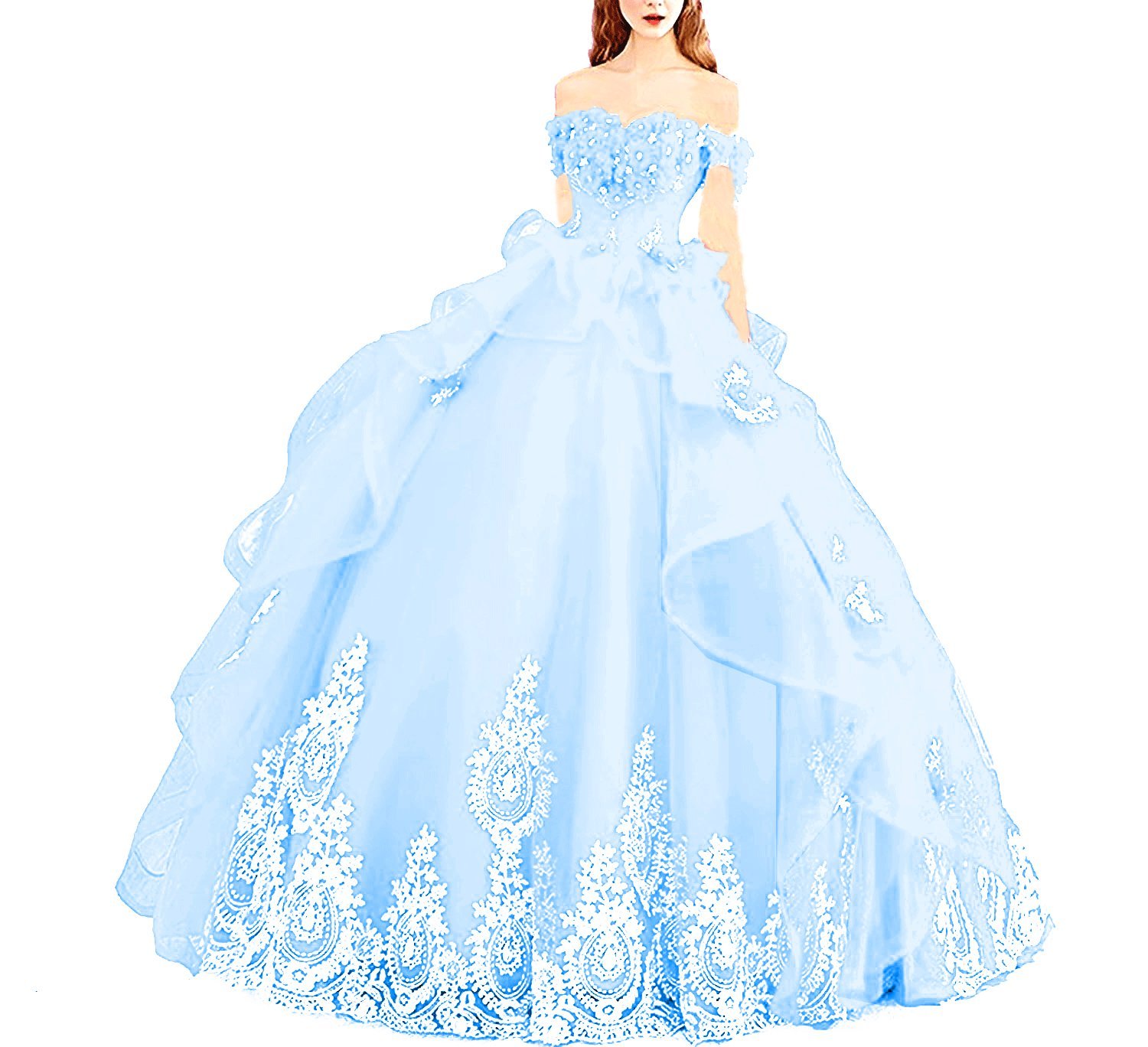 Elegant Off Shoulder Sweet 16 Prom Ball Gown with Beaded Details - Princess Quinceanera Dress for Cosplay & Special Occasions | Perfect for Prom, Homecoming, Pageants & Fairy Tale Themed Parties