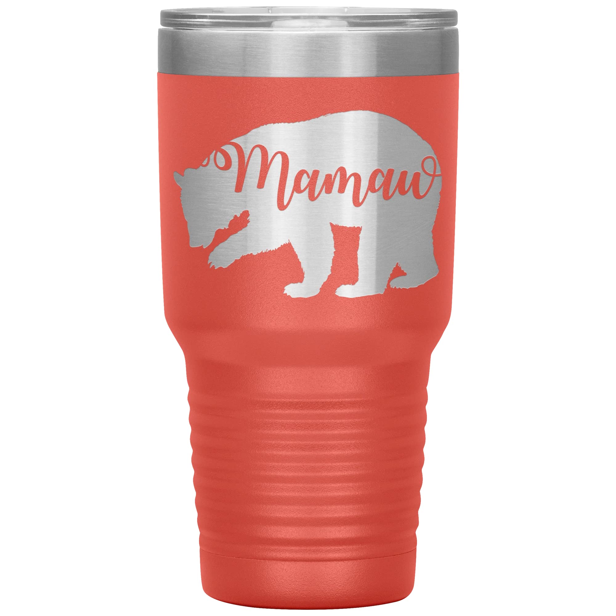 30oz Insulated Stainless Steel Tumbler Cup - Personalized Mamaw Bear Engraved Gift for Grandma - Perfect for Coffee, Tea & Cold Drinks at Home, Office or Travel