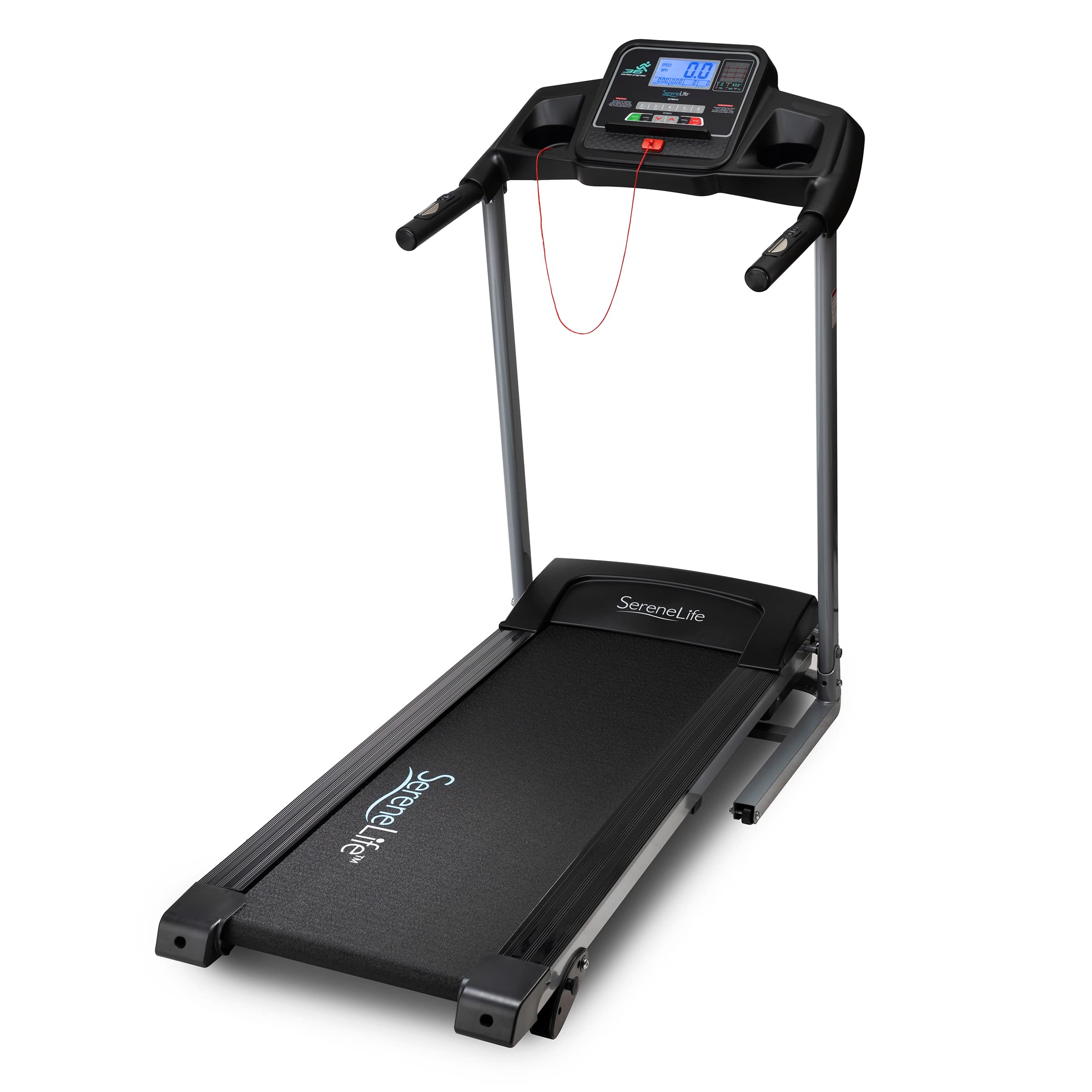 SereneLife Folding Treadmill - Electric Motorized Running Machine for Home Gym, Cardio Workout & Fitness Training | Compact Space-Saving Design for Apartments & Small Spaces