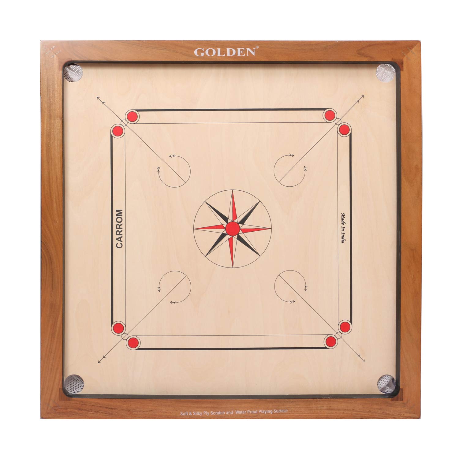 KD Golden Carrom Board - 30x30 Inches Antique Indoor Board Game - Approved by Carrom Federation of India & Maharashtra Carrom Association - Perfect for Family Game Nights, Parties, and Indoor Recreation