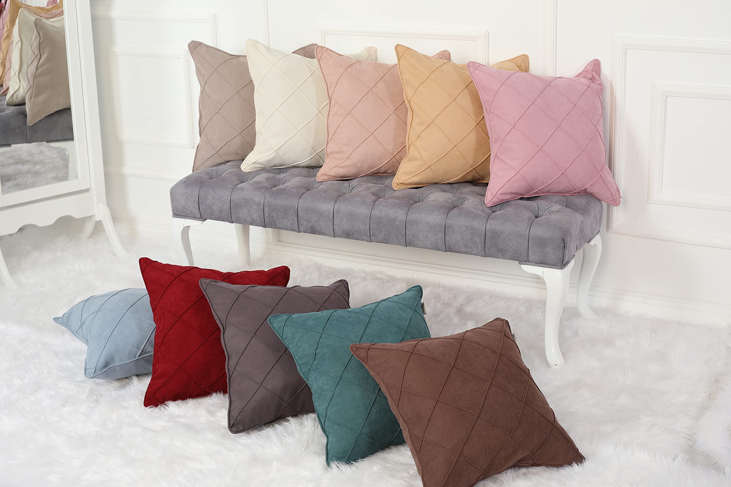 Aisha's Design 20x20 Inch Decorative Throw Pillow Covers - Modern Sewn Polyester Cushion Covers for Sofa, Couch & Bed - Brown Home Decor Accent Pillow for Living Room, Bedroom & Nursery