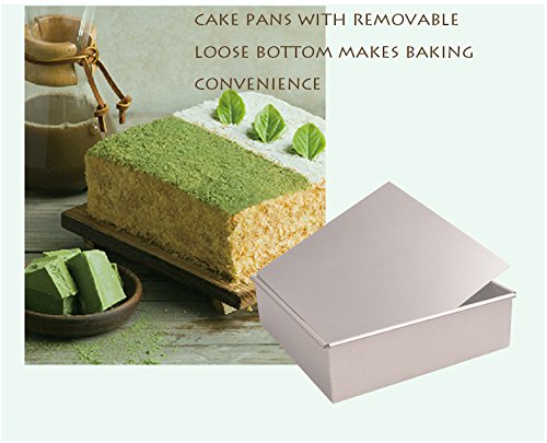 Non-Stick 6 Inch Square Baking Pan with Removable Bottom - Oven Safe Loaf Pan, Cake Tin for Baking Bread, Brownies & Desserts - Perfect for Home Baking, Parties & Gifts (Silver)