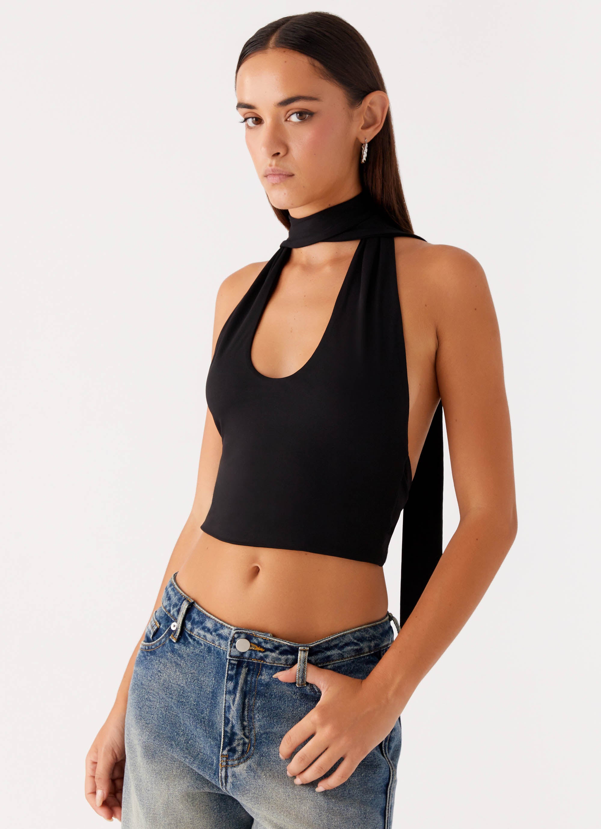 Chrysta Halterneck Top for Women - Sexy Black Sleeveless Summer Blouse | Perfect for Beach, Party & Date Night Outfits