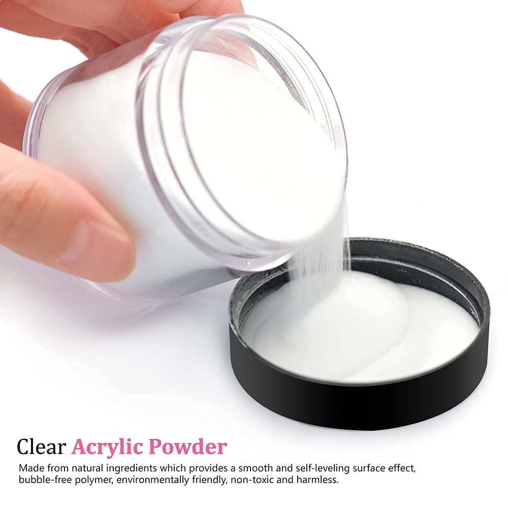 Professional Clear & Glitter Acrylic Nail Powder Kit - 1.58oz Long-Lasting Extension for French Nail Art | Perfect for Beginners & Salon Use | At-Home Manicures & Professional Nail Supplies