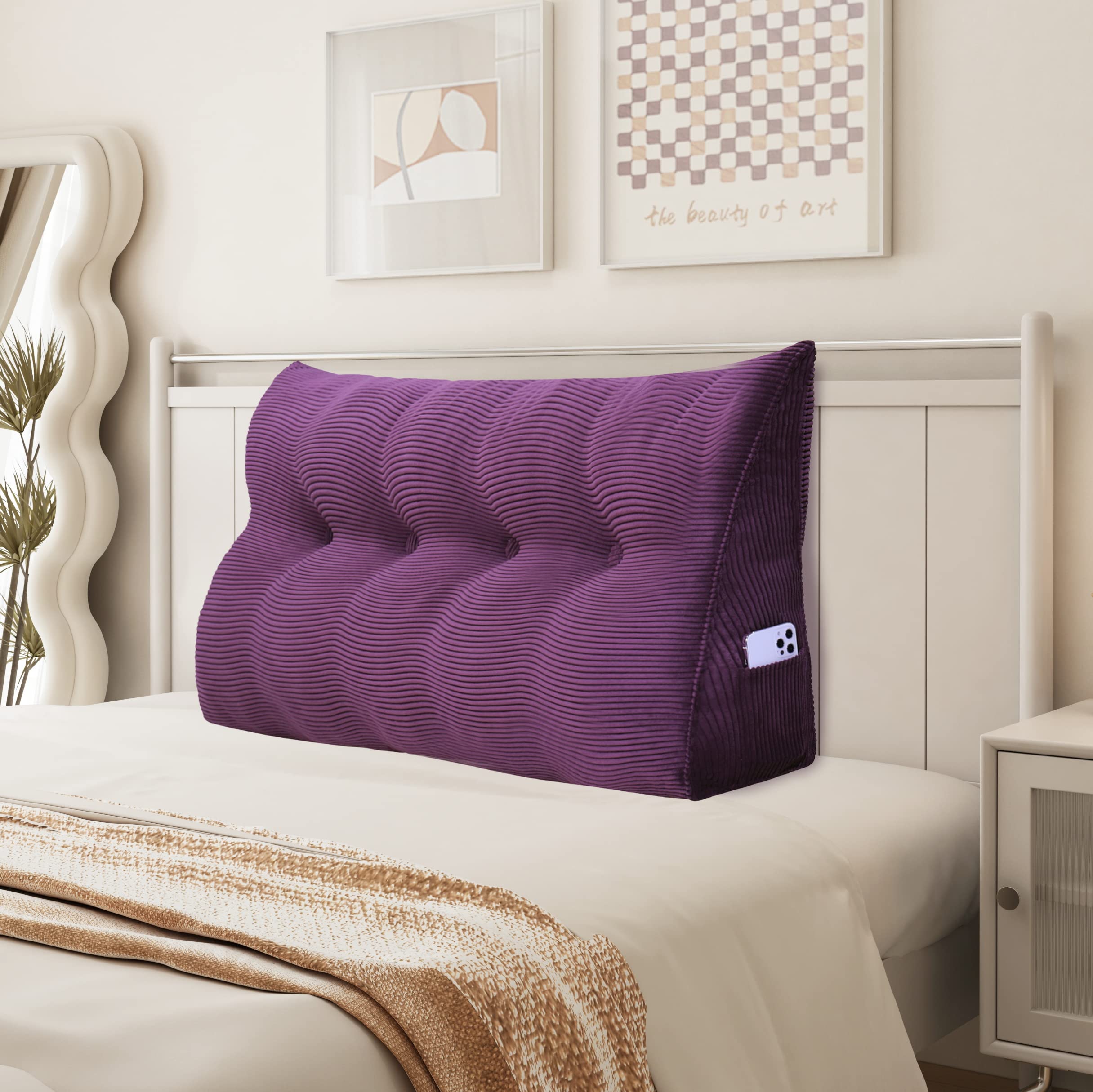 Wedge Pillow for Sitting in Bed - Orthopedic Reading Pillow with Back Support, Headboard & Body Positioning Cushion - Perfect for Adults, Daybeds & Sofas (Purple, Full Size) - Ideal for Reading, Watching TV & Post-Surgery Comfort