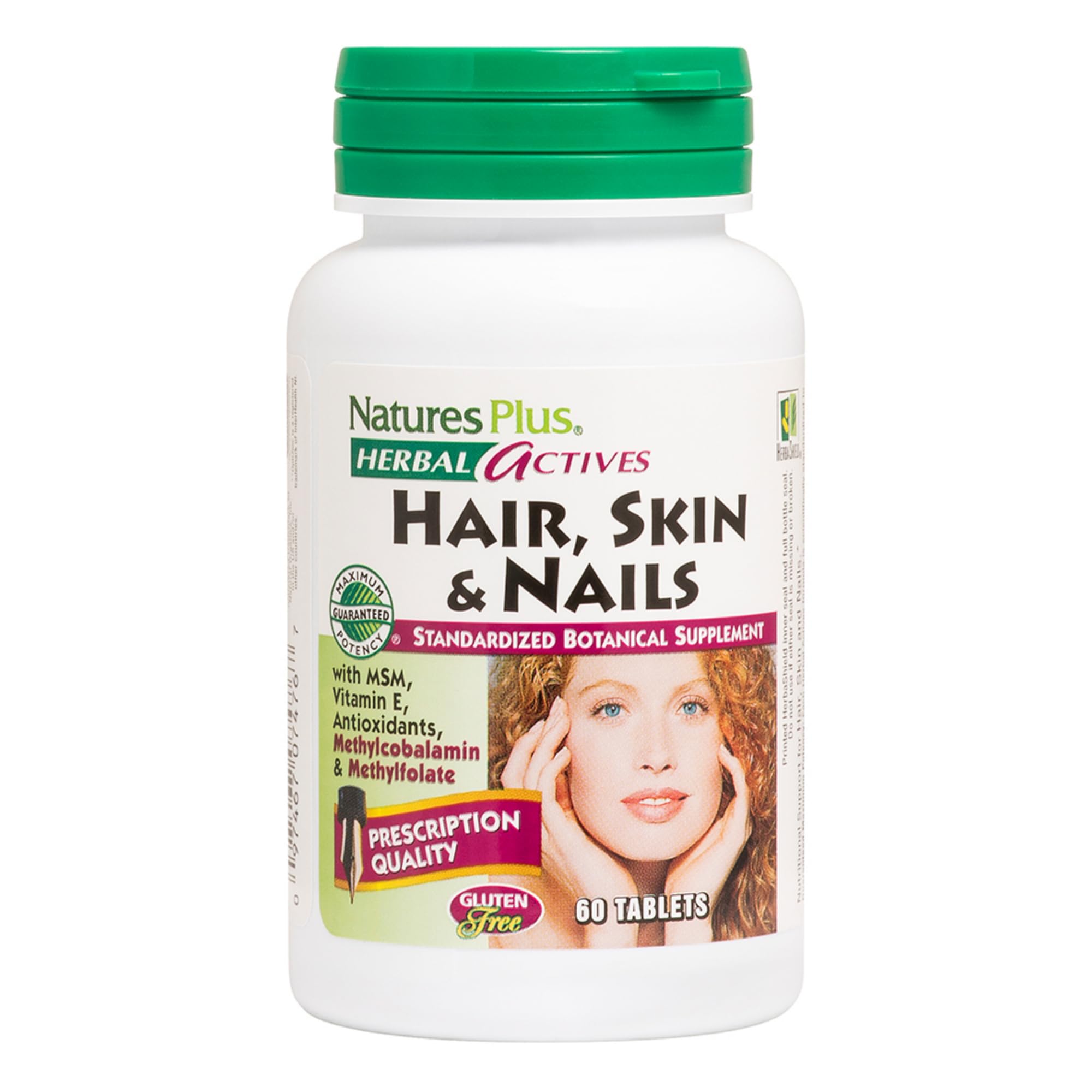 Natures Plus Hair Skin & Nails Supplement - 60 Vegan Tablets for Stronger Hair, Healthy Skin & Nails - Vegetarian, Gluten-Free, 30 Servings - Perfect for Daily Beauty & Wellness Routine