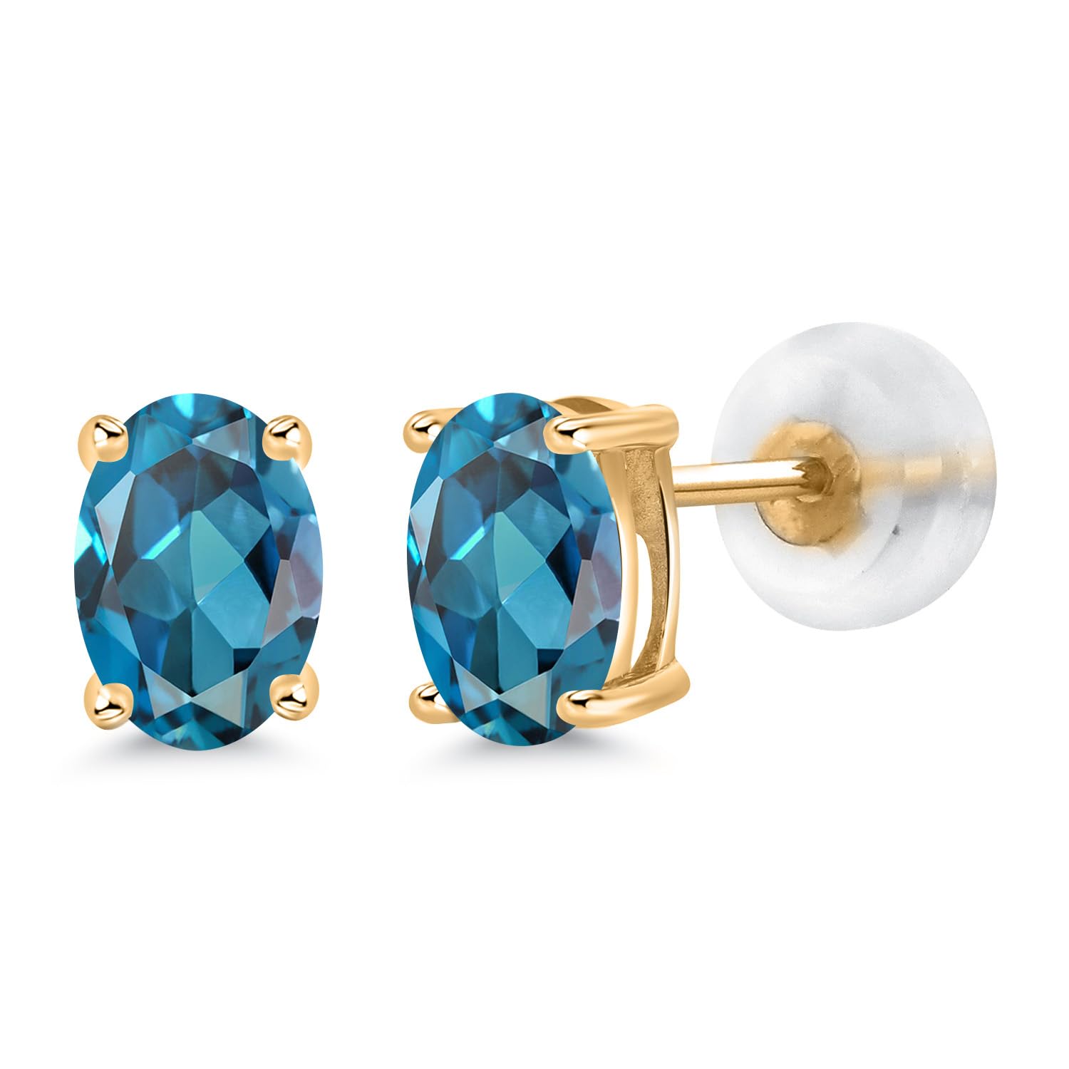 14K Gold Gemstone Birthstone Oval Stud Earrings for Women & Men | 6x4mm Oval Cut | Fine Jewelry Gift for Her, Mom, Wife | Anniversary, Birthday, Valentine's Day Present | Everyday Wear & Special Occasions