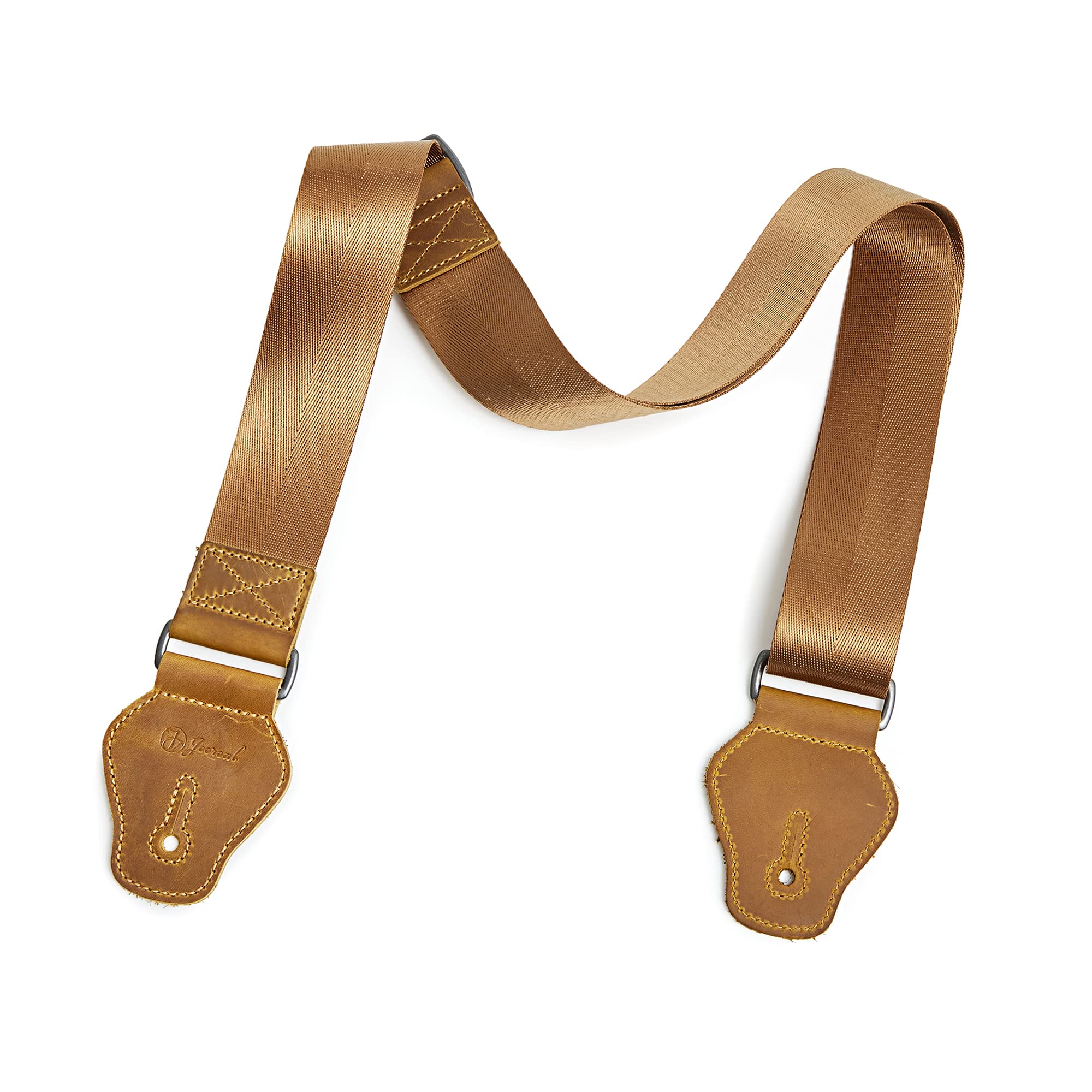 Jeereal Guitar Strap - Soft Cotton with Genuine Leather Ends for Acoustic, Electric Guitar, Bass & Banjo - Comfortable & Adjustable for Live Performances, Studio Sessions & Practice