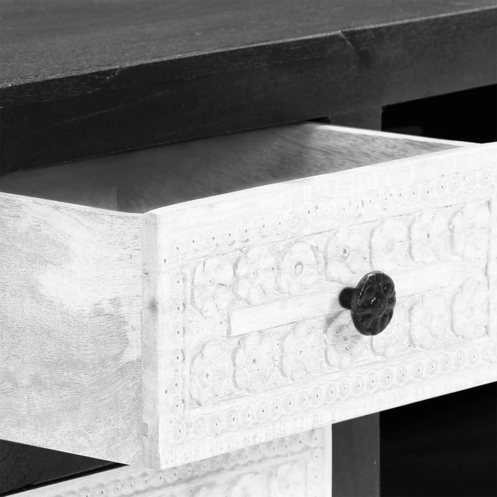 Modern Solid Mango Wood TV Stand with Storage - 47.2