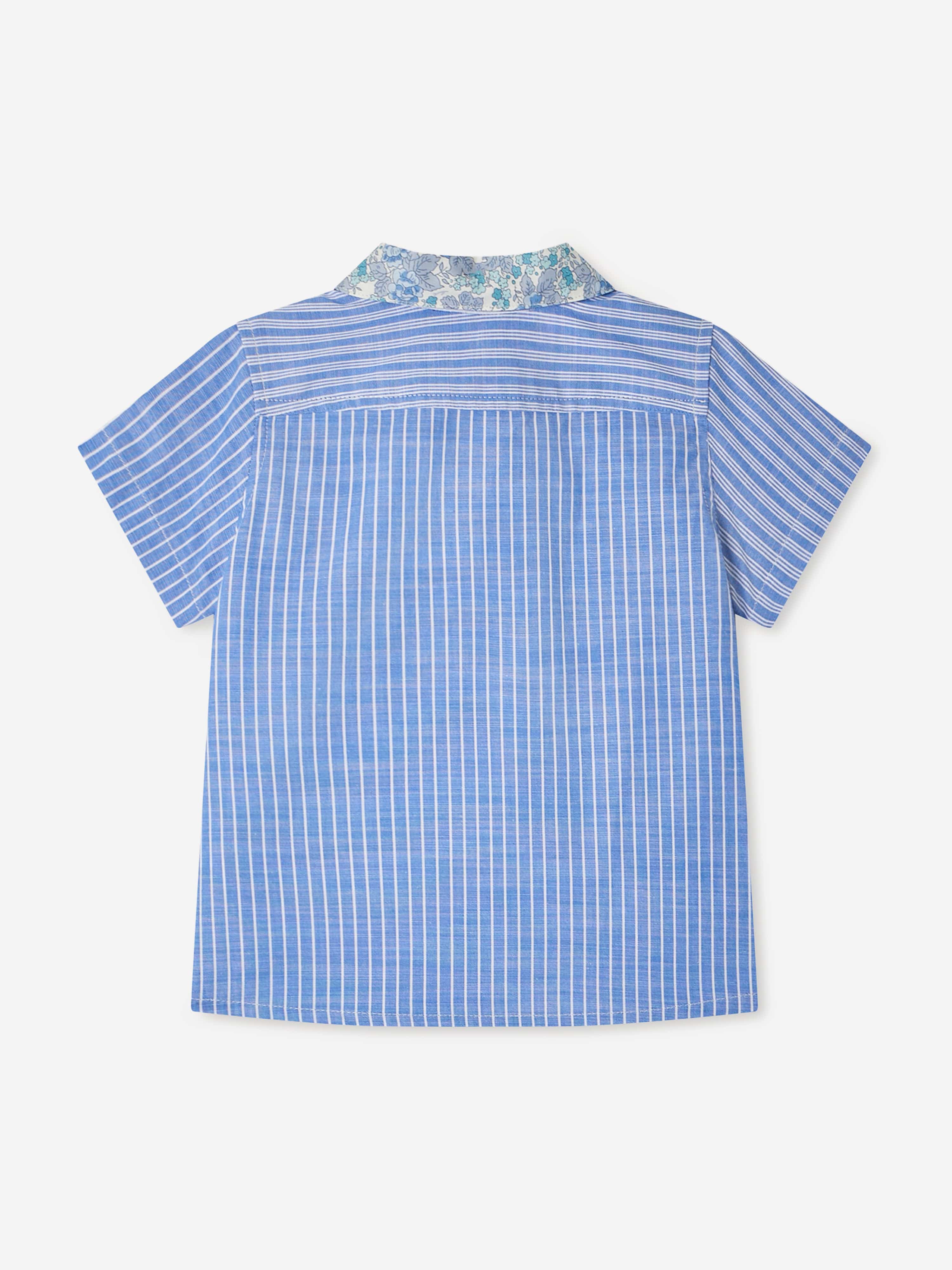 Baby Boys Fredy Shirt in Blue - Soft Cotton Short Sleeve Button Down Top for Toddlers - Perfect for Playdates, Parties & Family Photos