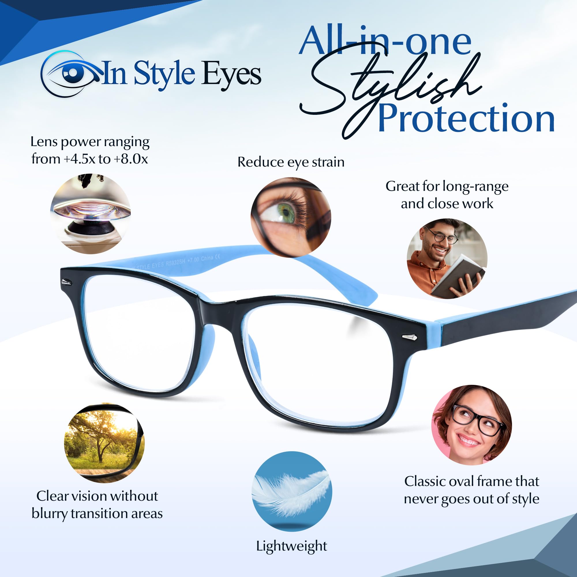 Super Strong High Magnification Reading Glasses for Women & Men - Non-Polarized Lens - Perfect for Reading, Crafts & Close Work