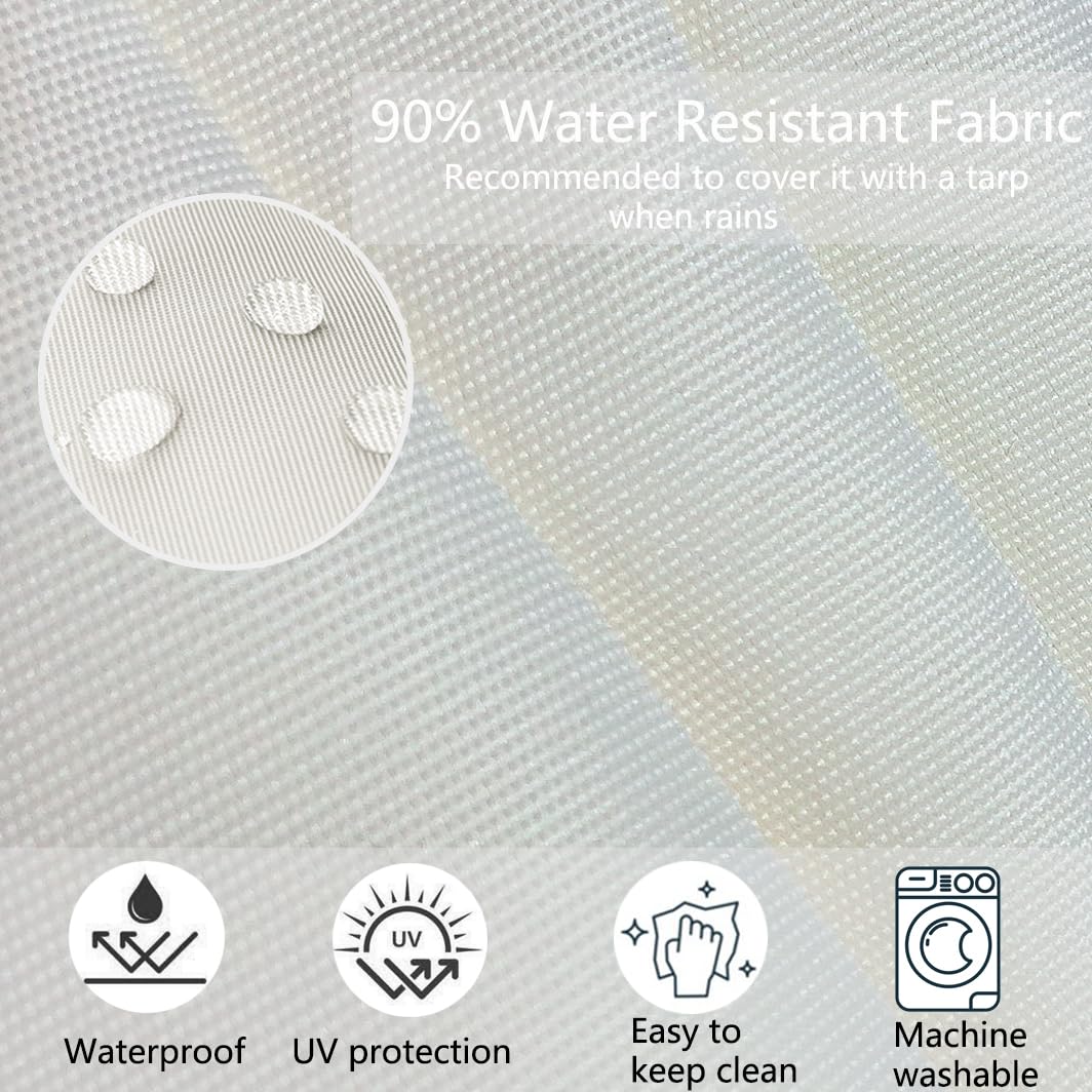 Sqodok 24x22 Inch Waterproof Outdoor Cushion Covers - 4 Pack Patio Furniture Replacement Covers for Wicker Chairs (Ivory) - Perfect for Backyard, Deck, Garden & Poolside Seating