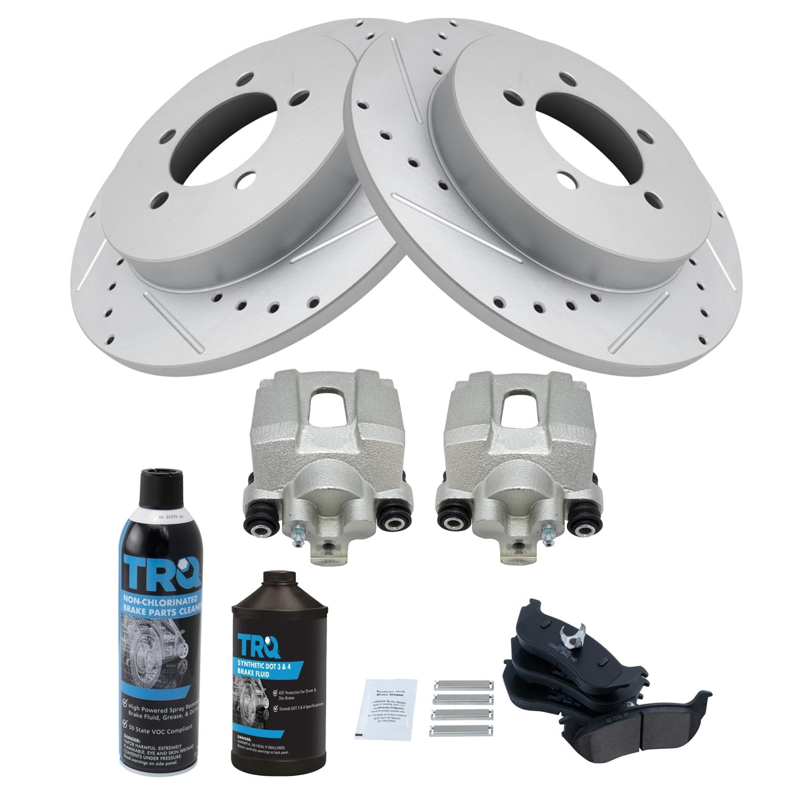TRQ Premium Ceramic Brake Pads & G-Coated Rotors Kit - Compatible with 2002-2005 Ford Explorer & Mercury Mountaineer - High Performance Brake System for Smooth Stopping & Enhanced Safety - Ideal for Daily Commuting, Towing & Off-Road Adventures