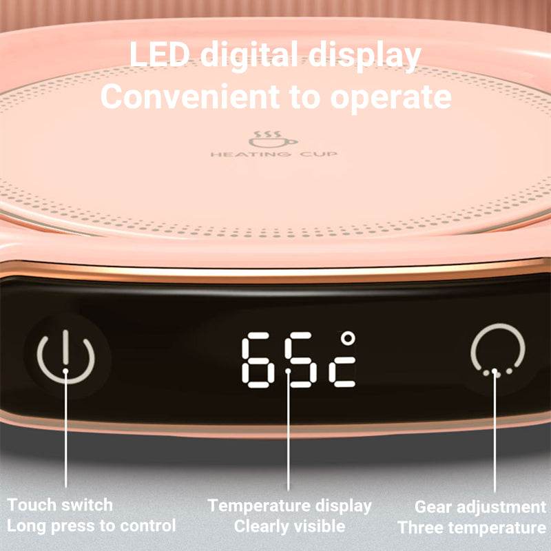 Smart Coffee Mug Warmer with LED Temperature Display - Perfect for Office, Home & Travel Use