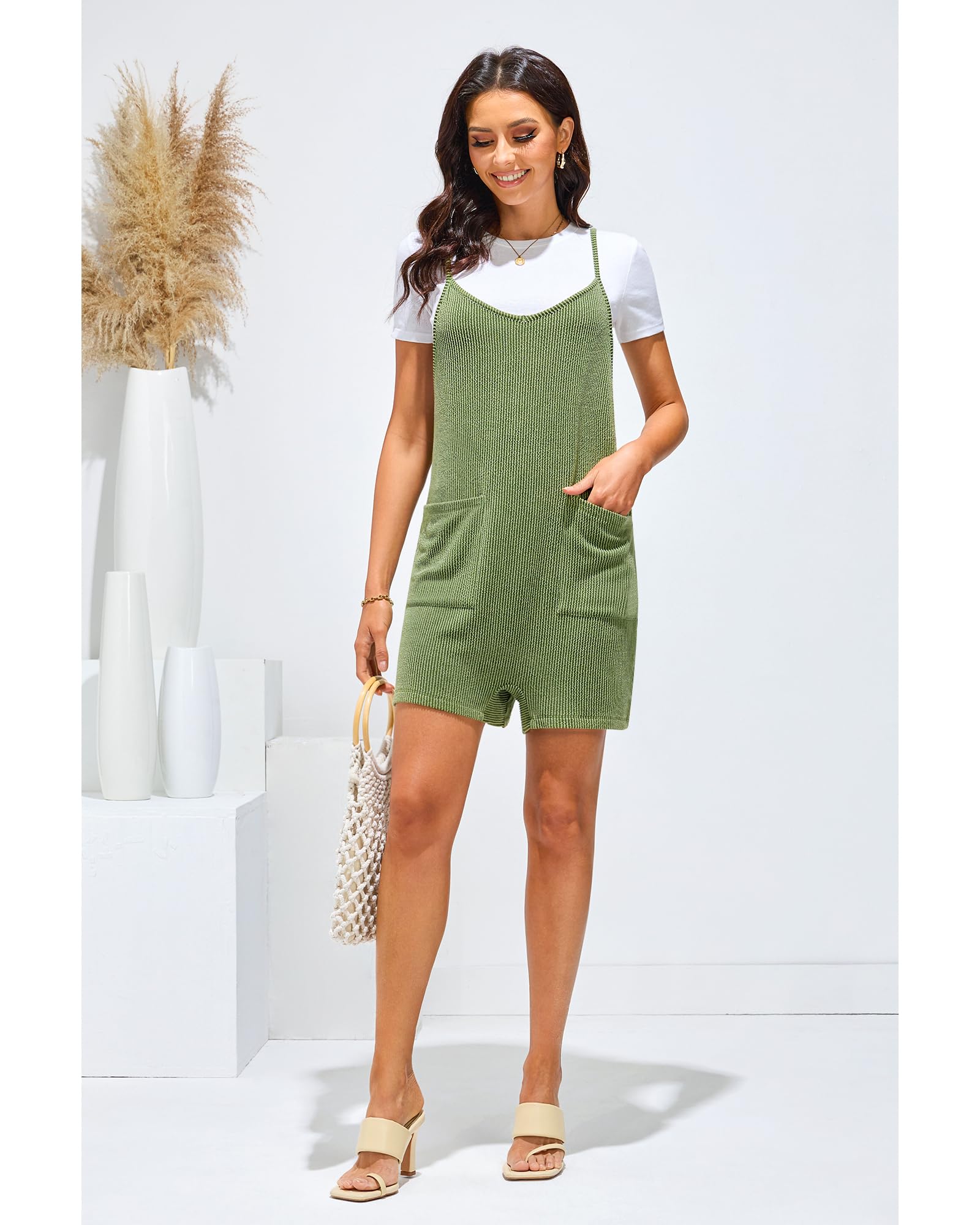 Luvamia Women's Sleeveless Romper Jumpsuit - Adjustable Strap Summer Shorts Overall for Beach Vacation & Resort Wear | Casual Outfit for Pool Party, Travel & Outdoor Activities