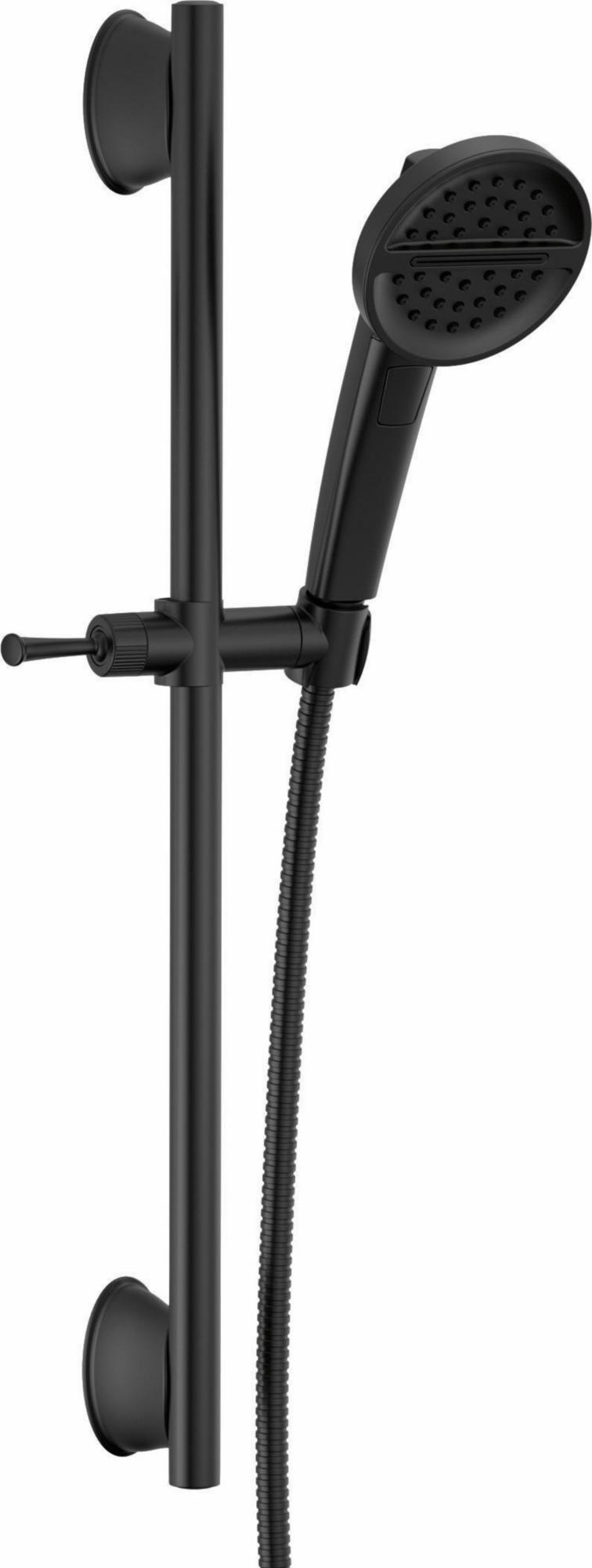 Delta Matte Black 3-Setting Hand Shower with Slide Bar - Adjustable Rainfall, Massage & Jet Spray Modes for Bathroom & Spa Experience (Model 51386 BL)