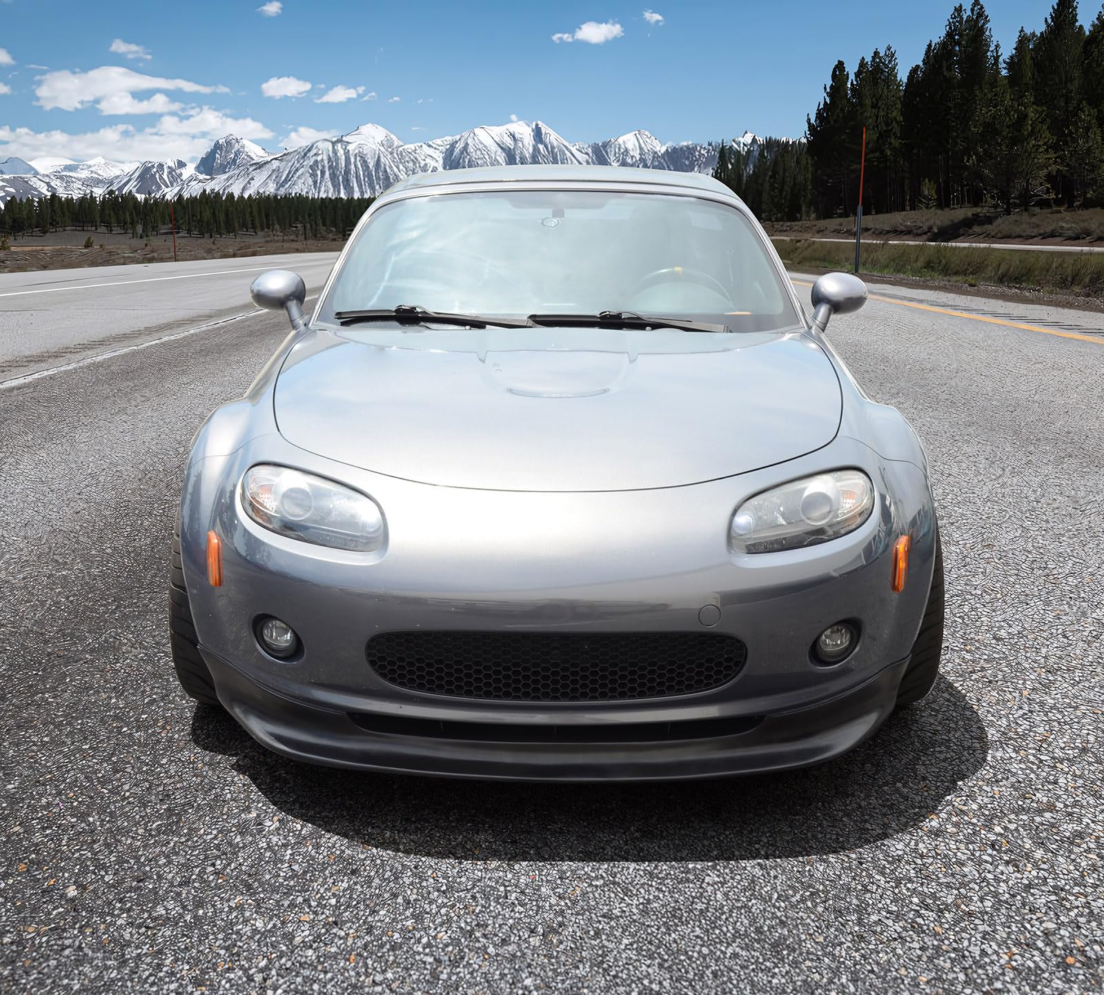 IKON MOTORSPORTS GV Style PU Black Front Bumper Lip Spoiler Splitter for 2006-2008 Mazda MX-5 Miata - Enhances Aerodynamics & Sporty Look for Street Racing & Car Shows