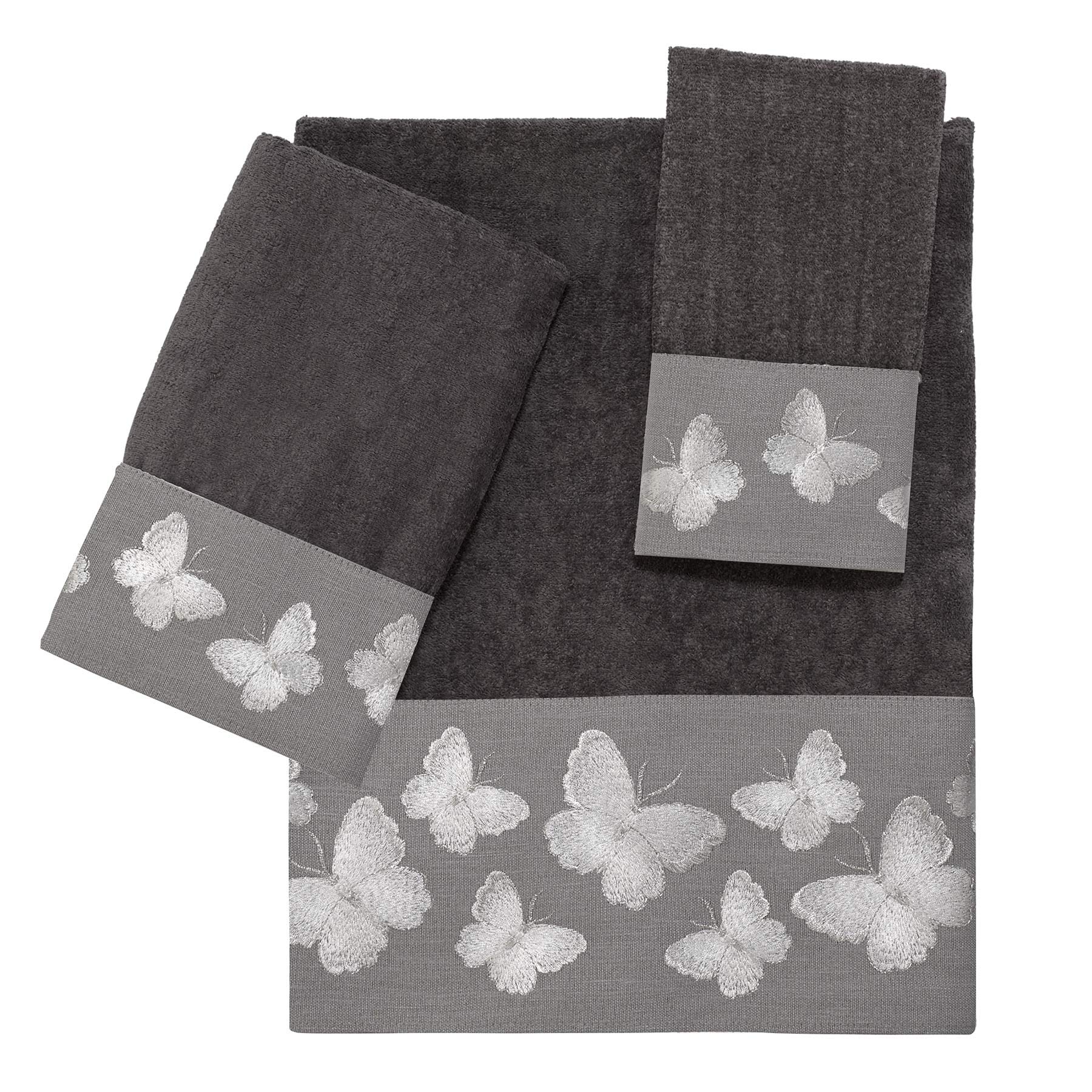 Avanti Linens Yara 3-Piece Bath Towel Set - Super Soft & Absorbent Granite Gray Towels for Spa, Gym & Luxury Bathroom Decor