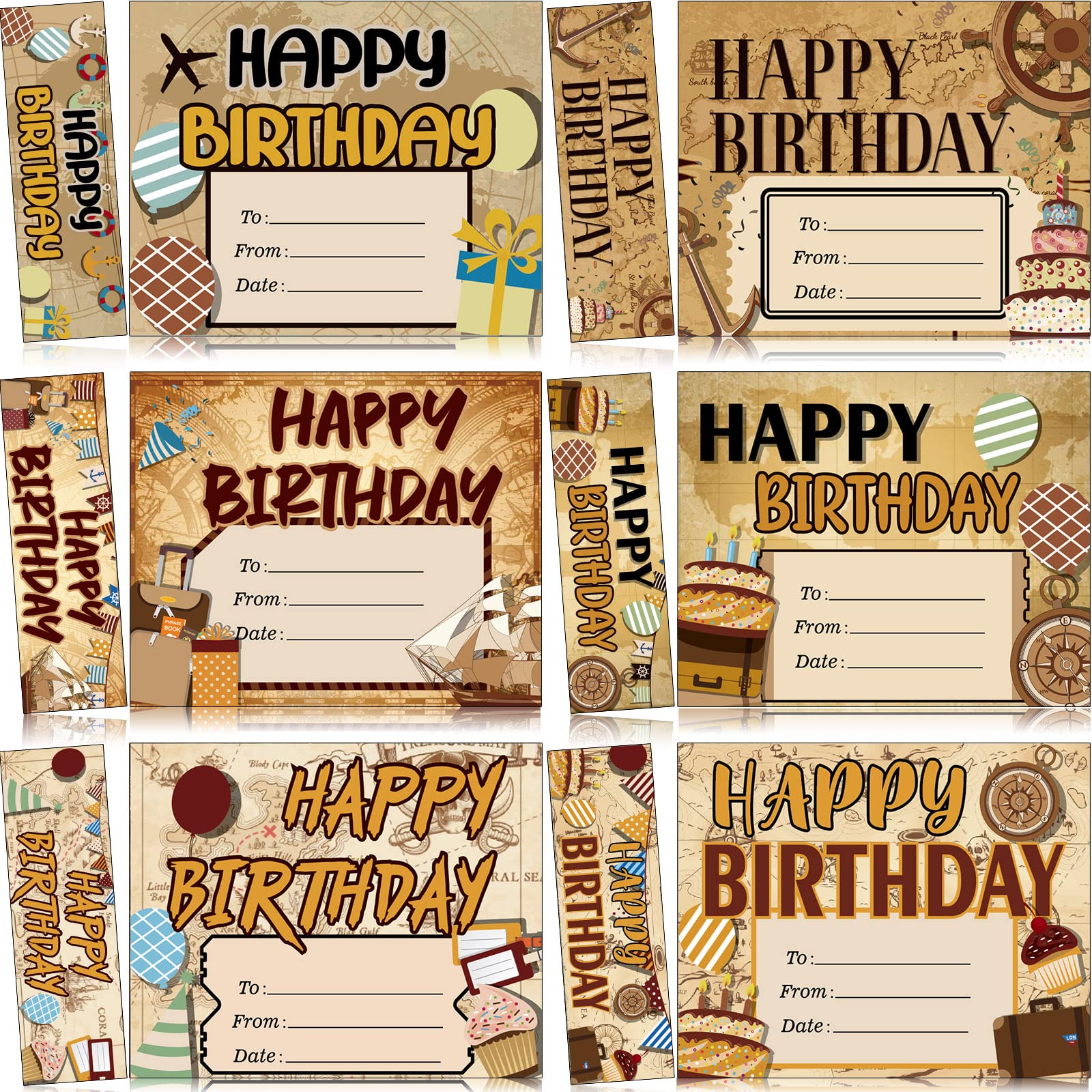 36 Pcs Happy Birthday Bookmarks & Certificates for Kids - Classroom Student Awards, Cupcake Themed Party Supplies (Travel Map Design) - Perfect for School Celebrations, Birthday Parties & Teacher Gifts