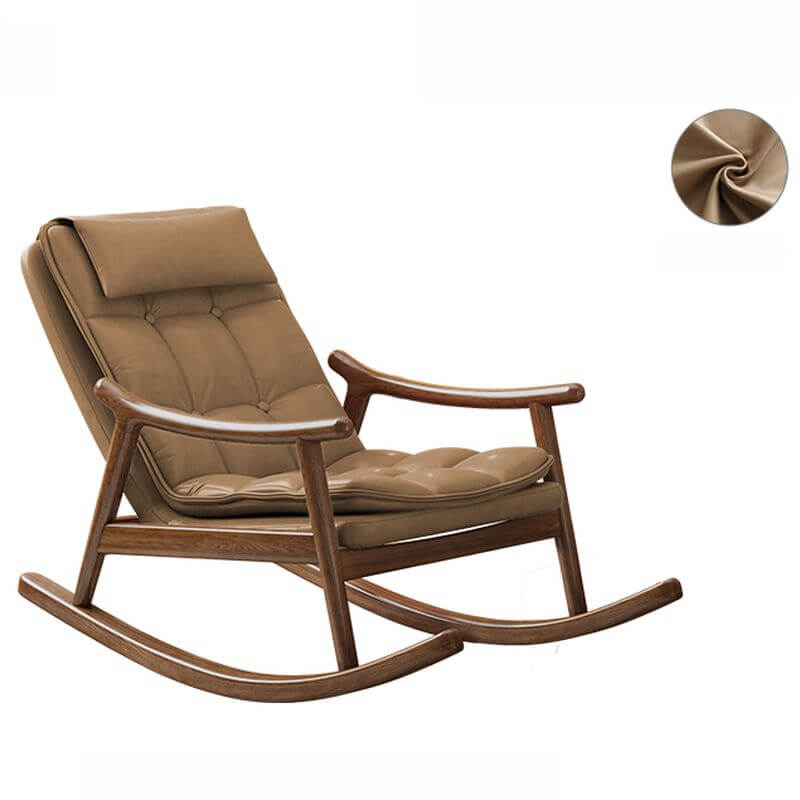 Ergonomic Wood Rocking Chair with Ottoman - Comfortable Couch for Living Room, Nursery & Porch - Perfect for Relaxing, Nursing & Reading