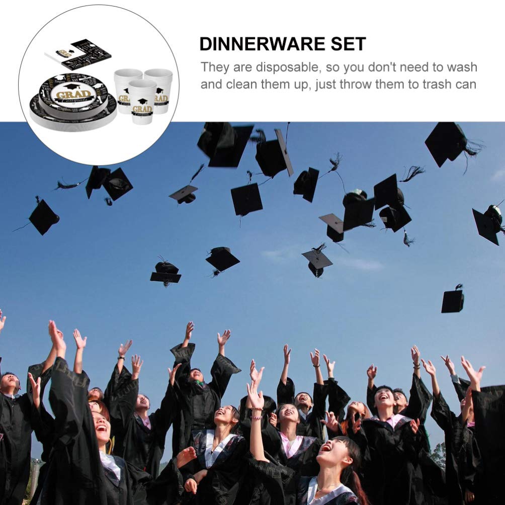 2024 Graduation Party Supplies Set - 68Pcs Disposable Dinnerware with Plates, Cups & Napkins - Perfect for School Graduation Decorations & Celebration Events