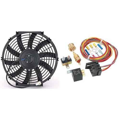 JEGS 52101K Electric Fan Kit with Temperature Control, Relay & Harness - Universal Cooling Solution for Cars, Trucks & Performance Vehicles
