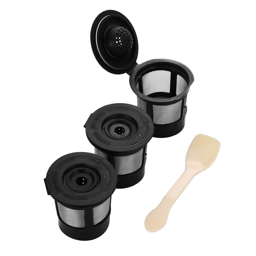 3-Pack Reusable K-Cup Coffee Filters with Spoon - Compatible with Keurig K-Cup Brewers | Eco-Friendly Refillable Pods for Home & Office Use