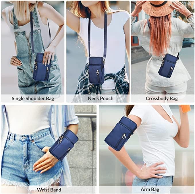 Women's Crossbody Cell Phone Purse - Sporty Wristband Armband Wallet Bag with Zipper - Nylon Handbags for Running, Gym, Travel & Everyday Use