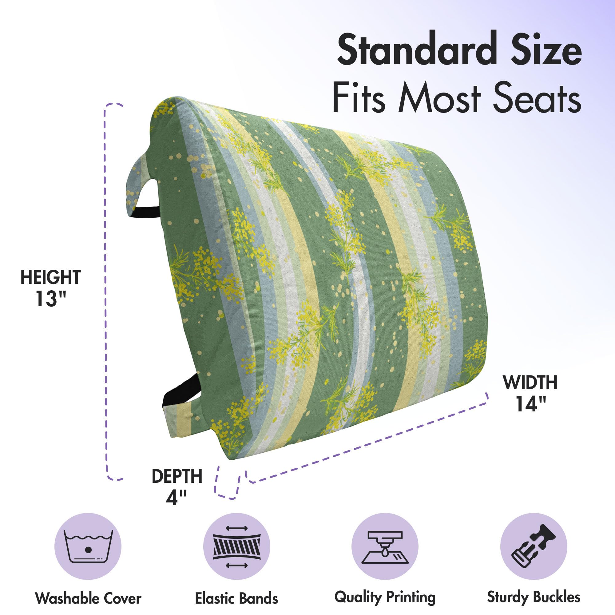 Ambesonne Striped Lumbar Support Pillow - High Density Foam for Office Chair & Car Seat - 14