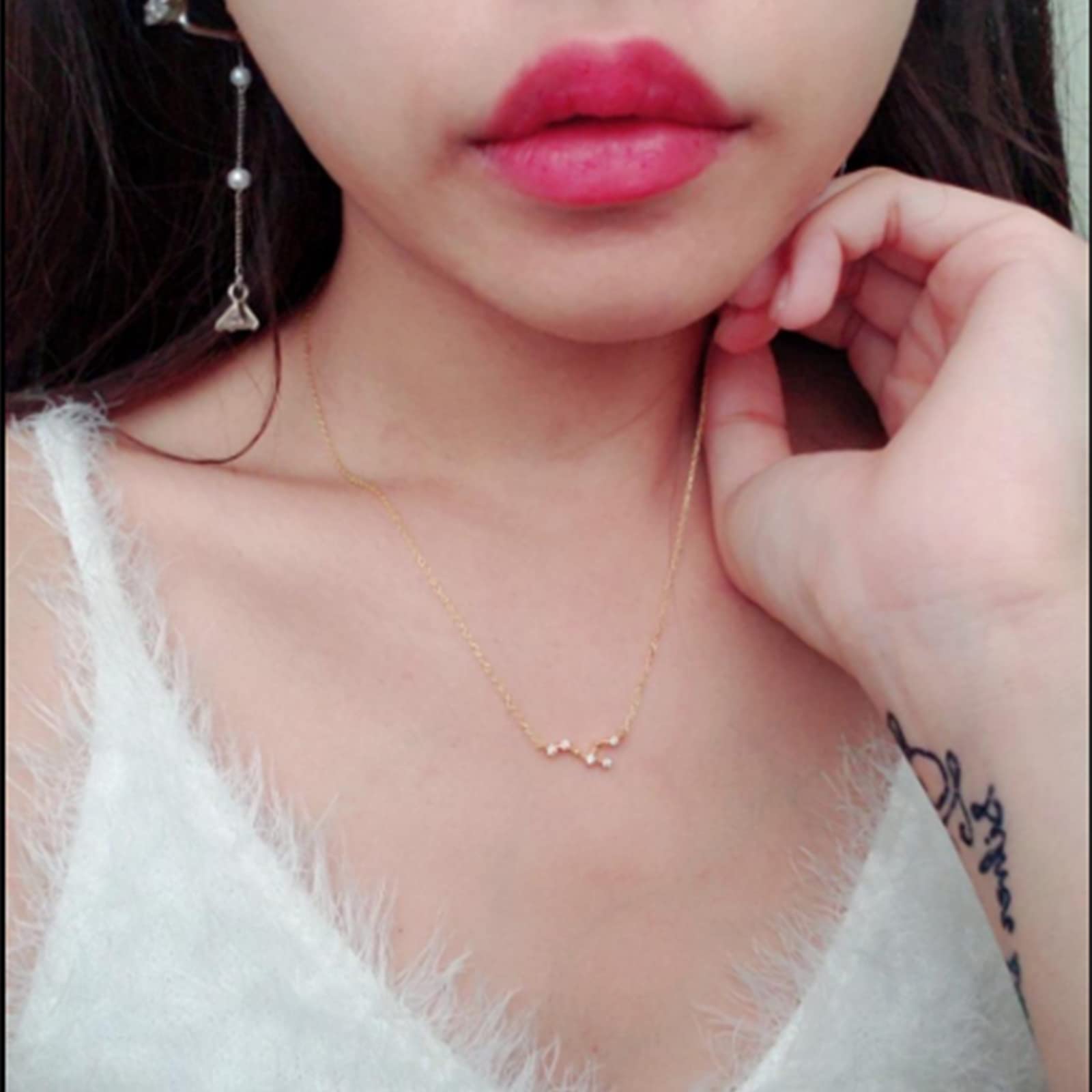 2Pcs Zodiac Necklace for Women - 12 Constellation Sign Necklace with CZ Stones, Astrology Star Pendant Jewelry - Perfect Birthday Gift with Message Card - Ideal for Daily Wear, Parties & Special Occasions