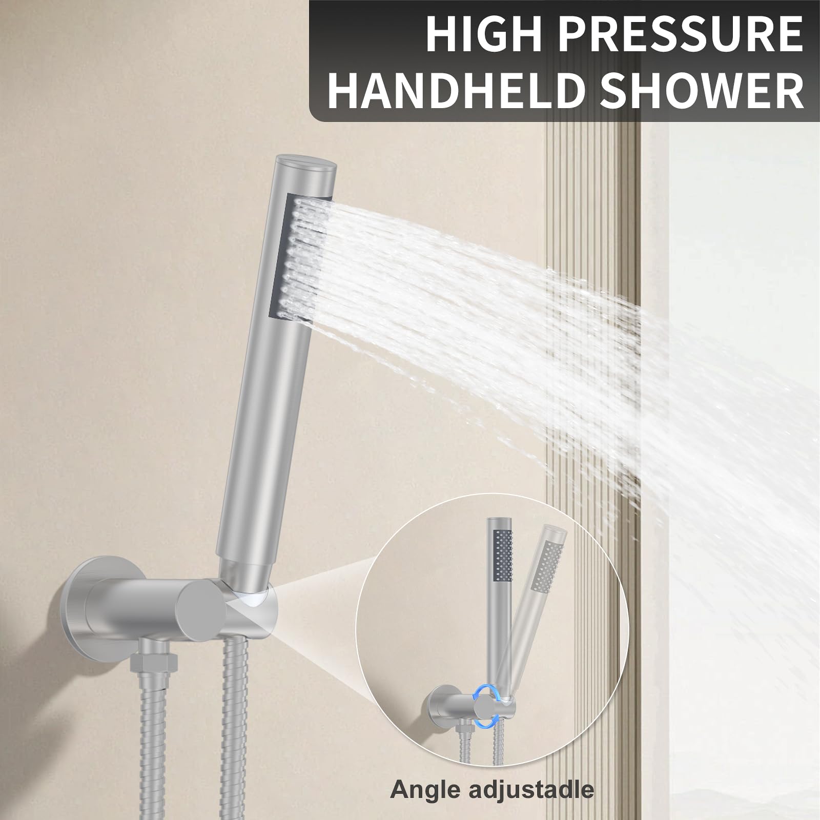 10 Inch Brushed Nickel Shower System - High Pressure Rain Shower Head & Handheld Shower Combo with Wall Mount Faucet, Mixer Valve & Trim Kit for Luxurious Bathroom Upgrade | Perfect for Modern Homes, Spa-Like Experience & Water Conservation