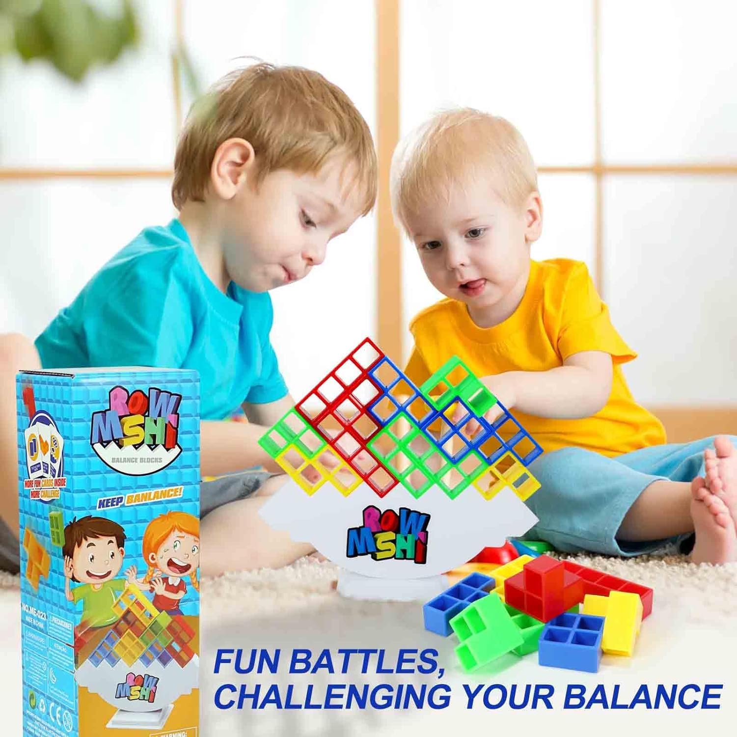 Stacking Balance Game for Kids & Adults - 48PCS Team Building Toy for Family Fun