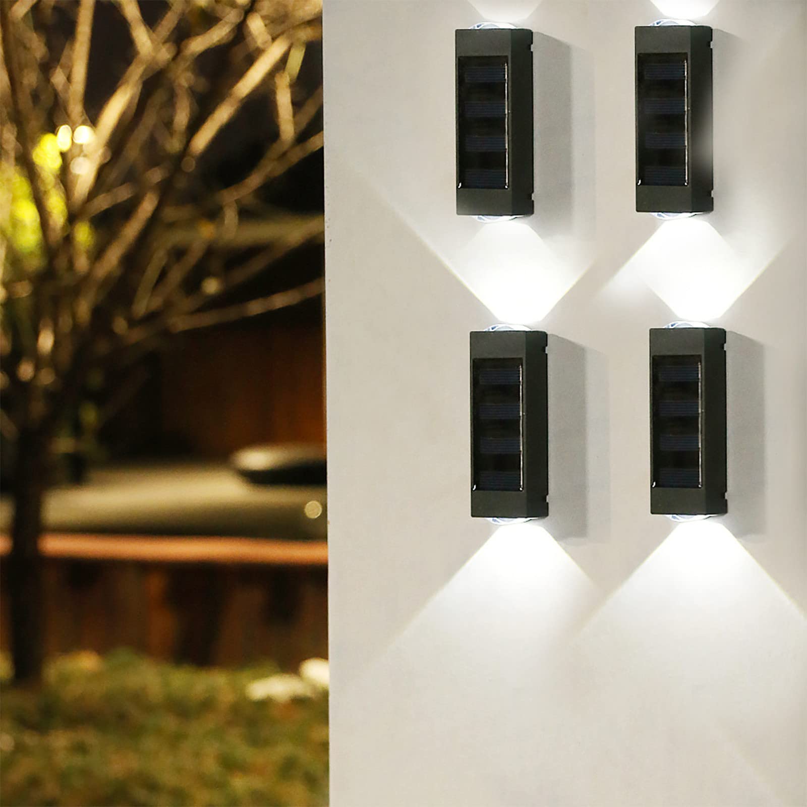 2 Pack Solar Fence Lights - IP65 Waterproof LED Solar Wall Lights for Outdoor Decoration | Perfect for Garden, Backyard, Patio, Front Door & Pathway Lighting | Weather-Resistant Solar Powered Landscape Lights