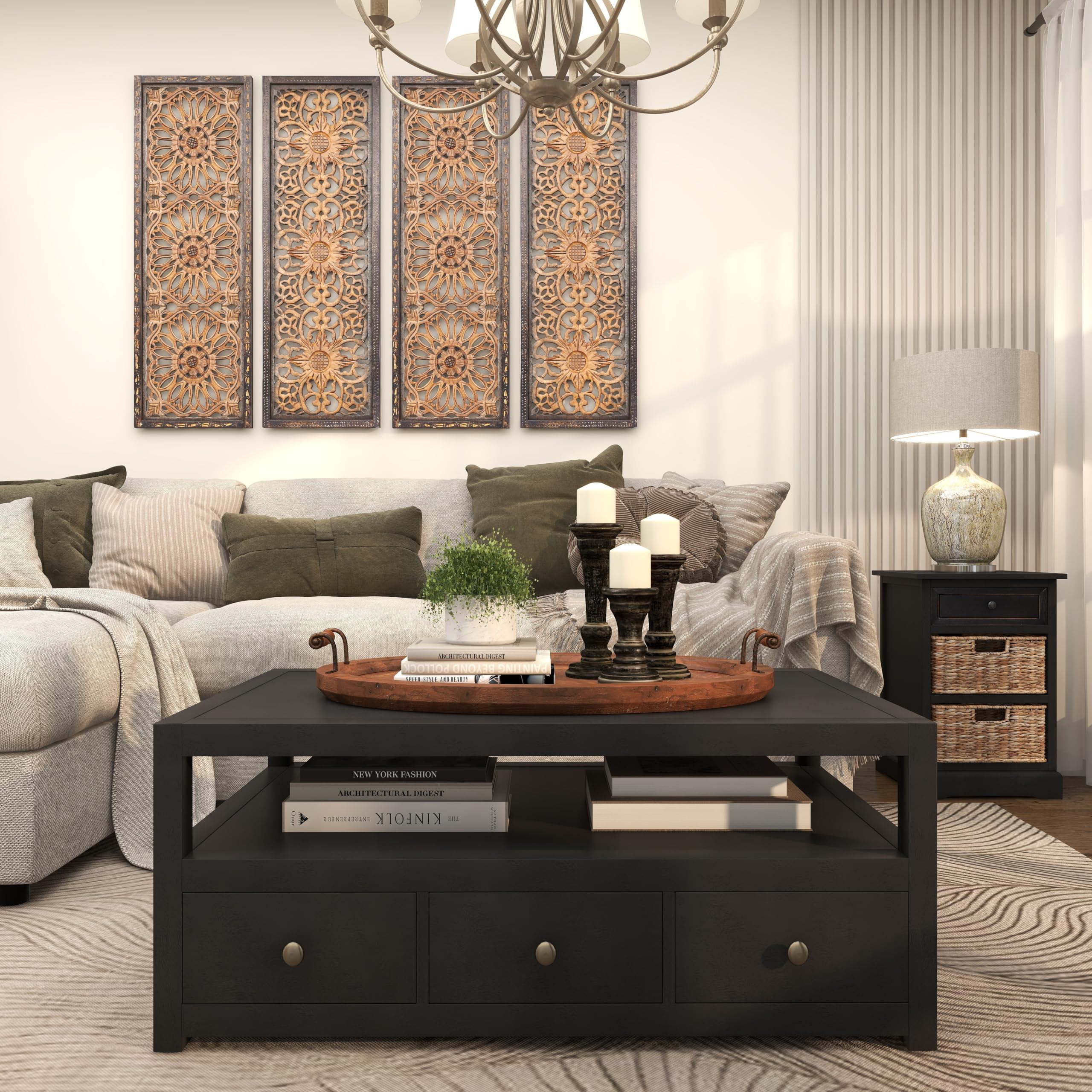 Deco 79 Large Wooden Ottoman Serving Tray - 29