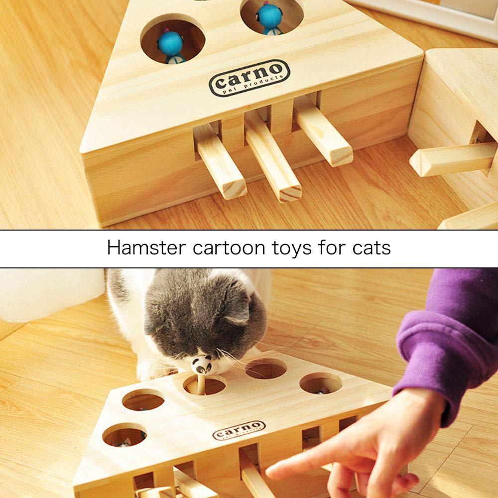 Killer's Instinct Outdoors Cat Toys - Interactive Wooden Whack-A-Mole Mouse Game Puzzle for Indoor/Outdoor Play - Fun Exercise & Mental Stimulation for Cats