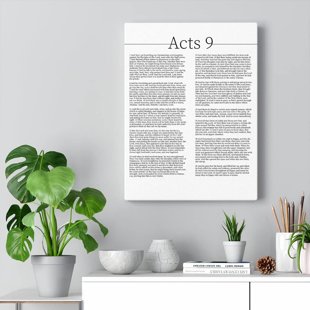 Bible Art Canvas - The Conversion of Saul Acts 9 Christian Wall Art | Ready to Hang Unframed Scripture Verse Gift for Home & Church Decor