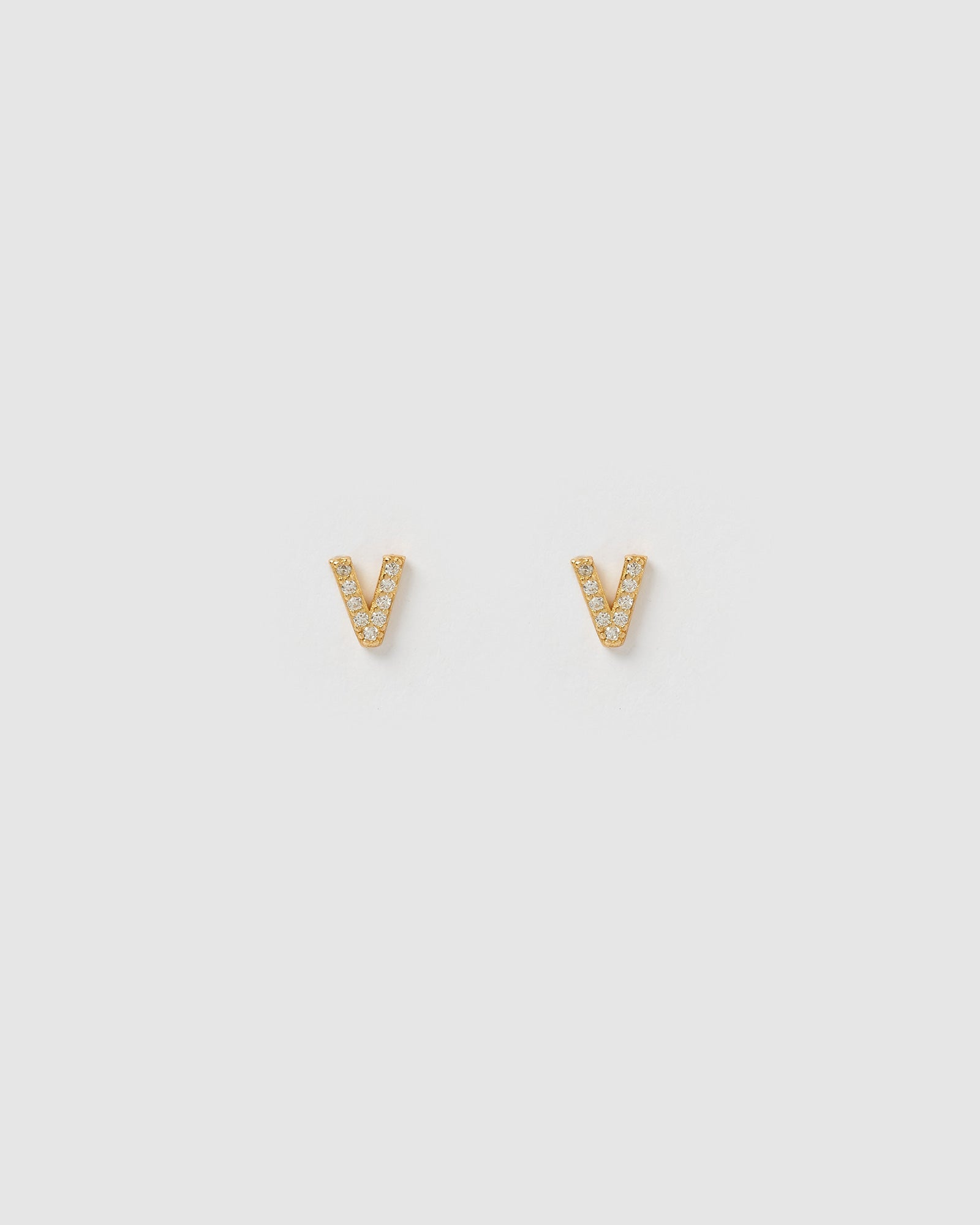Gold Alphabet Mini Letter V Stud Earrings - Dainty Initial Jewelry for Women, Perfect for Everyday Wear, Gifts & Special Occasions