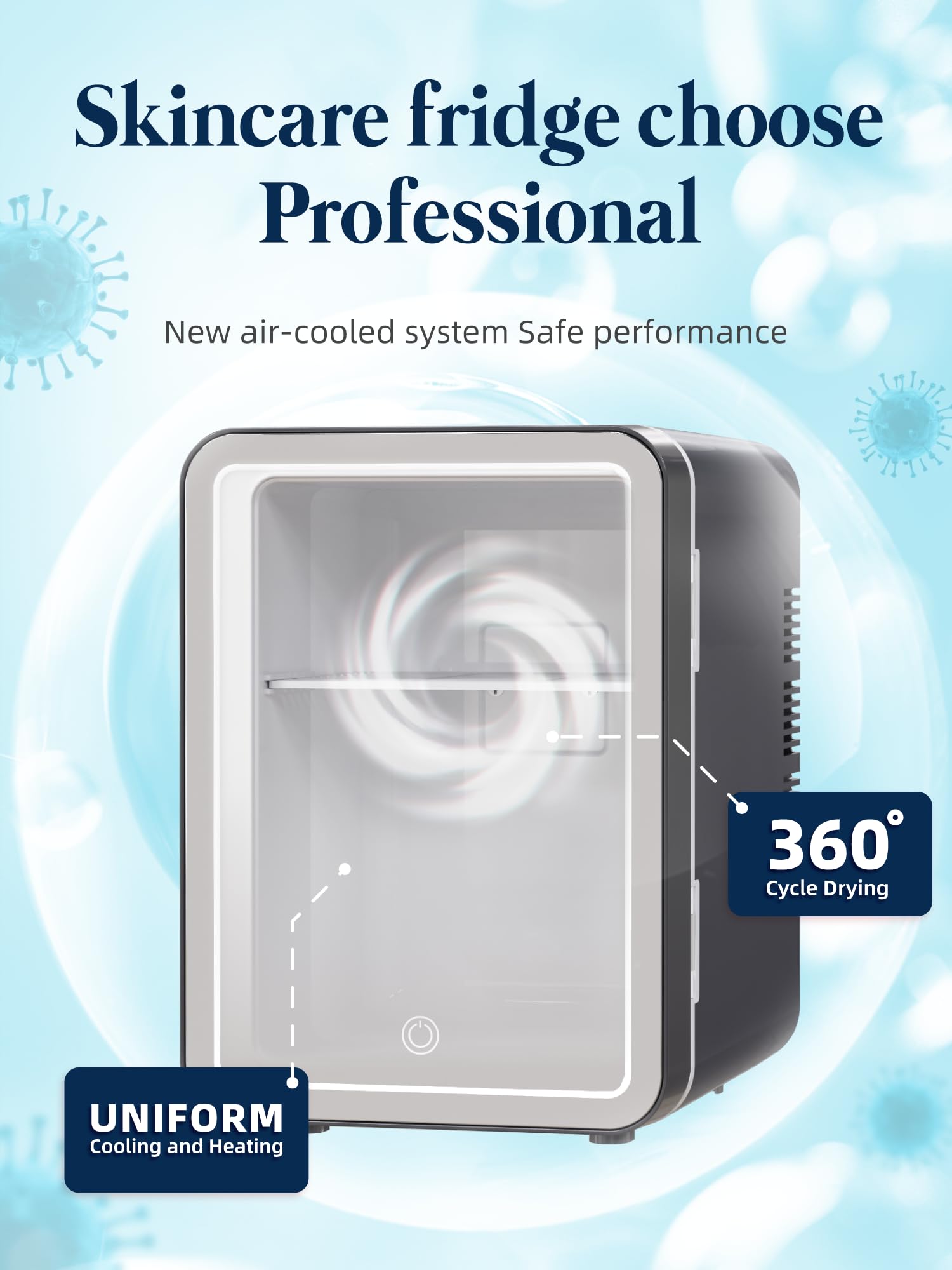 BOGDA 4L Mini Skincare Fridge with LED Light Mirror - Portable Cosmetic Cooler & Warmer for Makeup, Skincare, Food & Drinks - Perfect for Bedroom, Office, Car & Travel - Compact 6-Can Capacity (Grey)