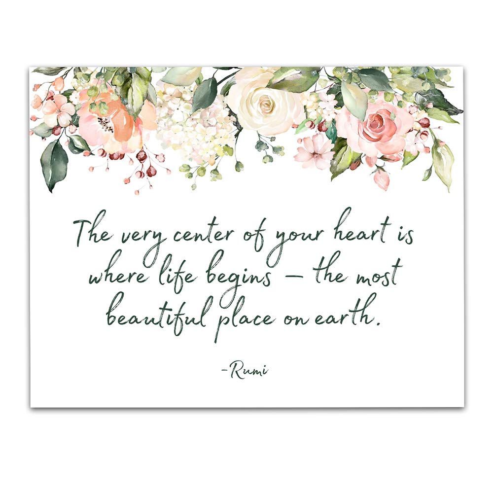 TJ Originals Motivational Wall Art - 11x14 Unframed Rumi Quotes Print for Home & Office Decor