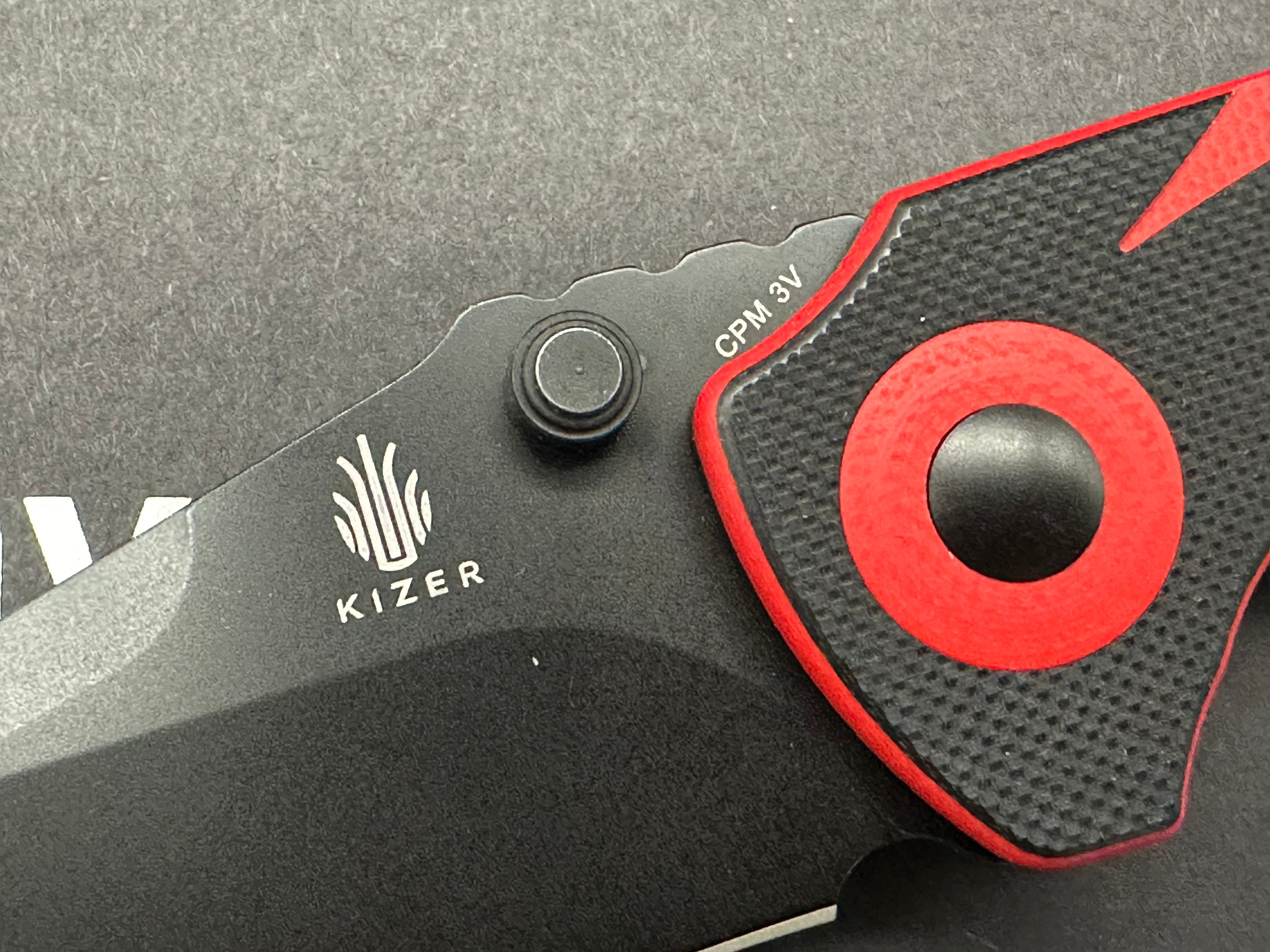 Kizer Friday Club Tiger Mini Critical Folding Knife - 3V Steel Blade, Black & Red G10 Handle - EDC Pocket Knife for Outdoor Camping, Hiking & Everyday Carry