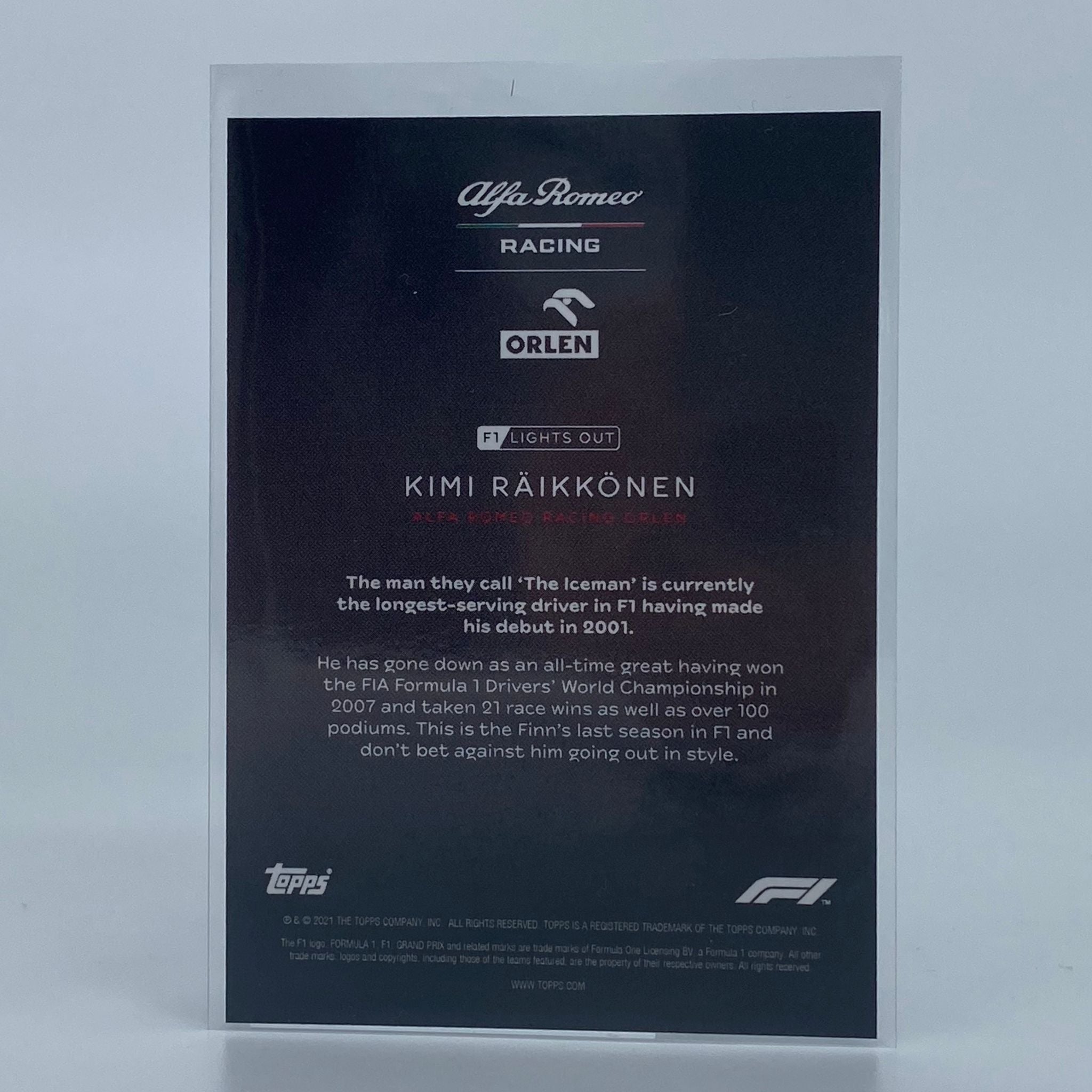 Kimi Raikkonen Green Parallel Racing Driver Card - Collectible Memorabilia for F1 Fans and Sports Enthusiasts | Perfect for Display, Trading, and Gifting