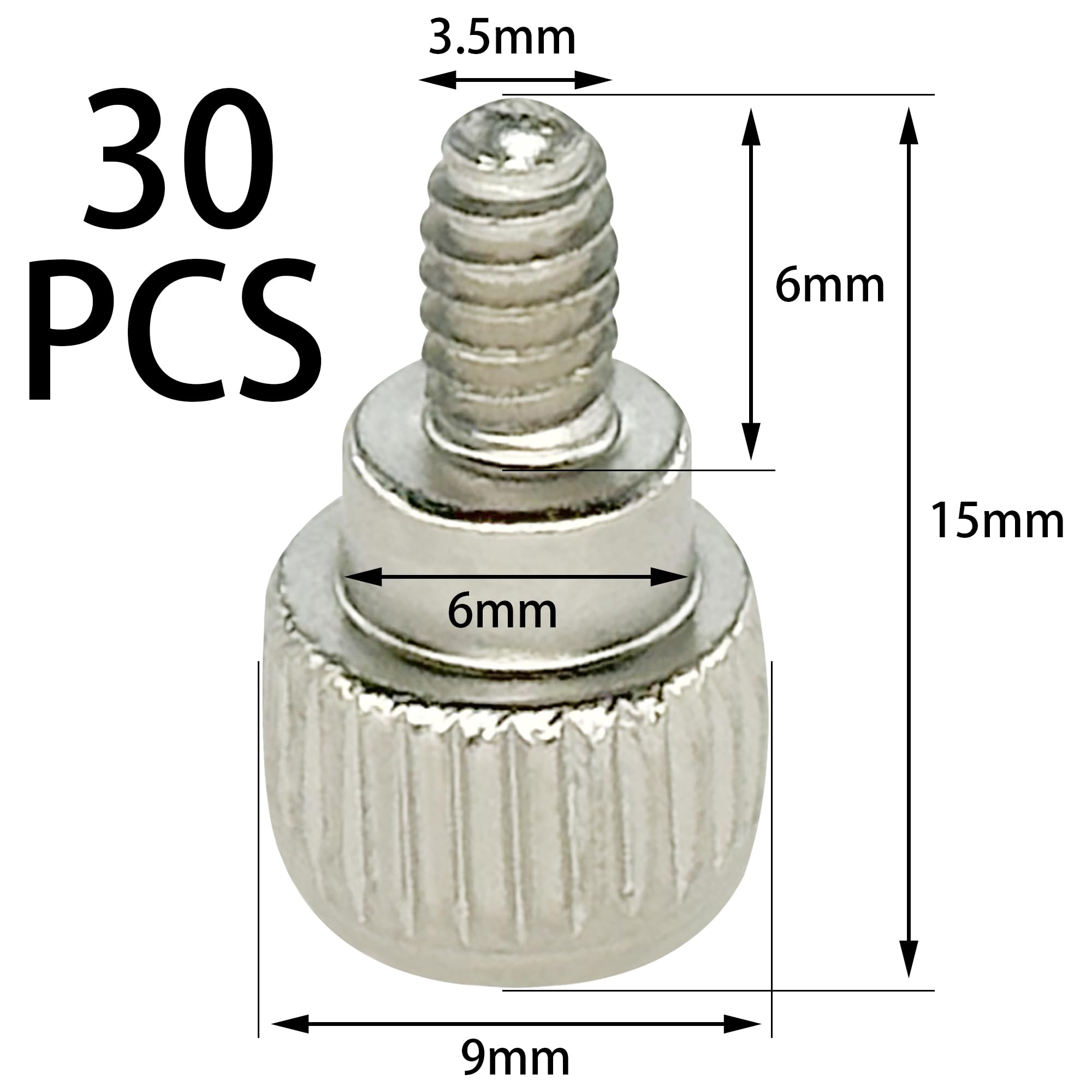 30 PCS Silver PC Case Screws - Computer Case Thumbscrews for Fastening | Compatible with ATX, Micro-ATX & Mini-ITX Cases | Easy Installation for PC Builds & Upgrades